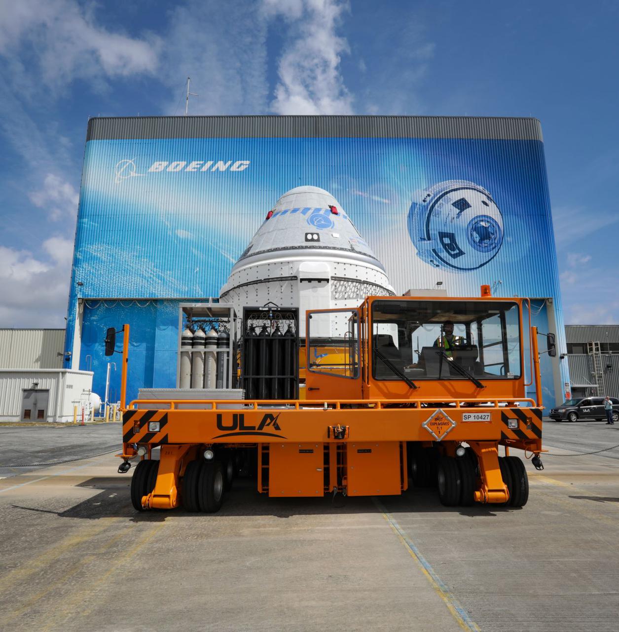 Boeing’s CST-100 Starliner spacecraft rolls out from the company’s Commercial Crew and Cargo Processing Facility at NASA’s Kennedy Space Center in Florida on May 4, 2022. The spacecraft will make the trip to the Vertical Integration Facility at Space Launch Complex-41 at Cape Canaveral Space Force Station where it will be secured atop a United Launch Alliance Atlas V rocket for Boeing’s second Orbital Flight Test (OFT-2) to the International Space Station for NASA’s Commercial Crew Program.
