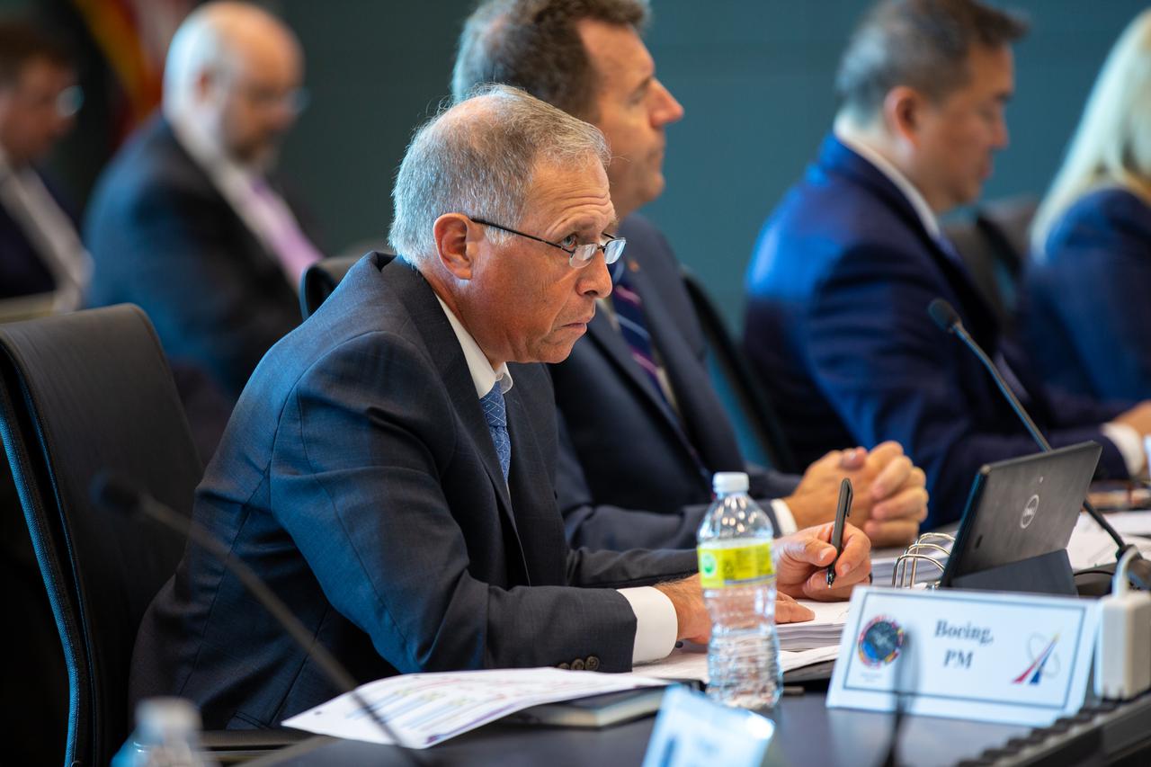 Mark Nappi, vice president and program manager, Boeing Commercial Crew Program, participates in the Flight Readiness Review for NASA’s Boeing Orbital Flight Test-2 (OFT-2) inside the Operations Support Building II at NASA's Kennedy Space Center in Florida, May 11, 2022. Boeing's CST-100 Starliner spacecraft will launch atop a United Launch Alliance Atlas V rocket from Space Launch Complex41 at Cape Canaveral Space Force Station at 6:54 p.m. EDT on Thursday, May 19. The uncrewed flight test will be Starliner’s second flight for NASA’s Commercial Crew Program.