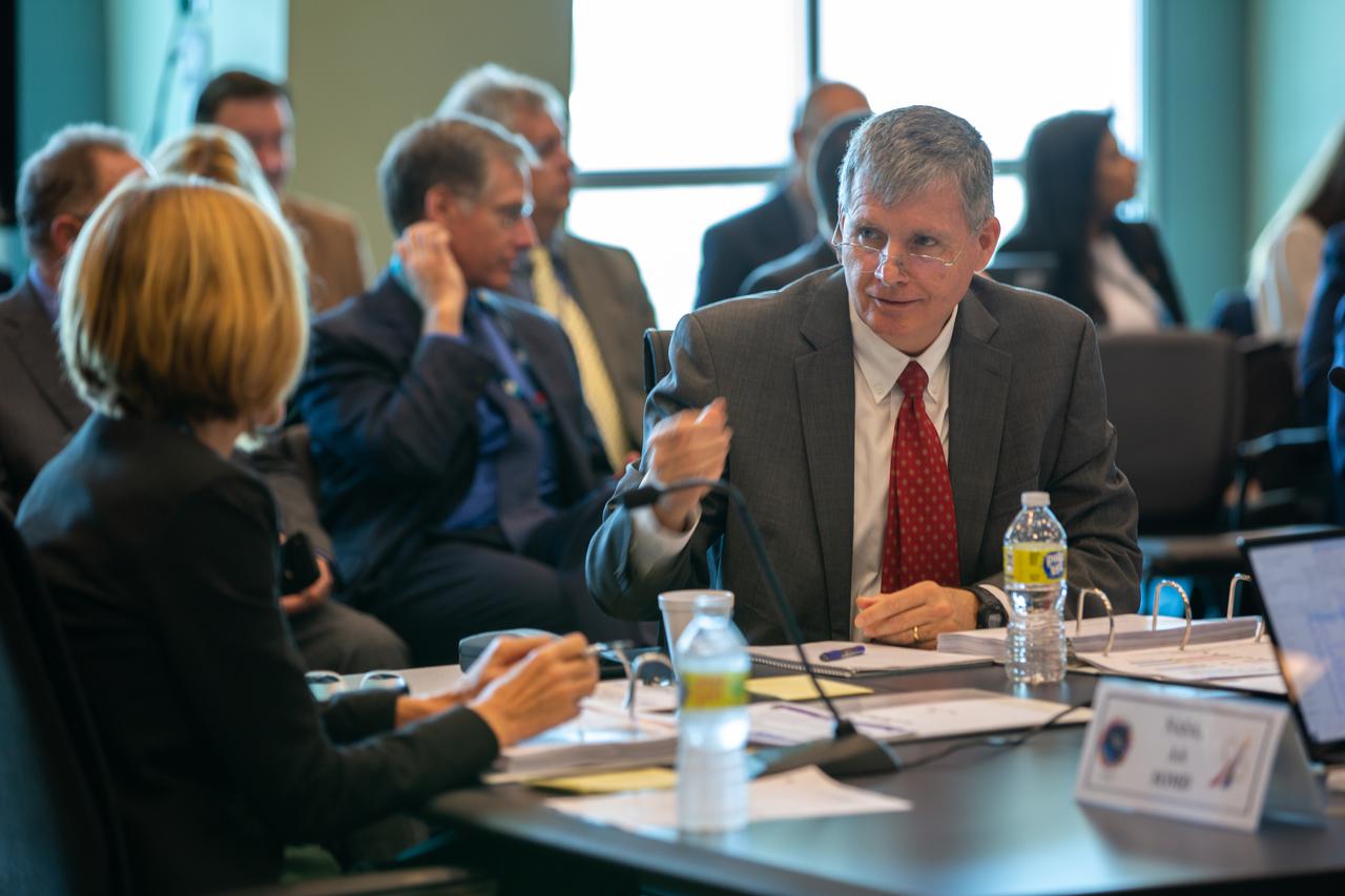 Steve Stich (right), manager, NASA’s Commercial Crew Program and Kathryn Lueders (left), associate administrator, Space Operations Mission Directorate at NASA participate in the Flight Readiness Review for NASA’s Boeing Orbital Flight Test-2 (OFT-2) inside the Operations Support Building II at NASA's Kennedy Space Center in Florida, May 11, 2022. Boeing's CST-100 Starliner spacecraft will launch atop a United Launch Alliance Atlas V rocket from Space Launch Complex -41 at Cape Canaveral Space Force Station at 6:54 p.m. EDT on Thursday, May 19. The uncrewed flight test will be Starliner’s second flight for NASA’s Commercial Crew Program.