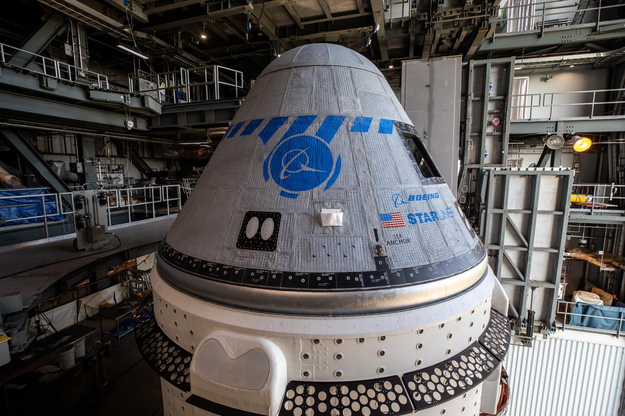 Boeing’s CST-100 Starliner spacecraft sits atop a United Launch Alliance Atlas V rocket during rollout from the Vertical Integration Facility to the launch pad at Space Launch Complex-41 on Cape Canaveral Space Force Station in Florida on May 18, 2022. Starliner will launch on the Atlas V for Boeing’s Orbital Flight Test (OFT-2) for NASA’s Commercial Crew Program at 6:54 p.m. EDT on Thursday, May 19. OFT-2 is an important uncrewed flight test designed to test the end-to-end capabilities of the system to help the agency certify Starliner to carry astronauts to and from the International Space Station.