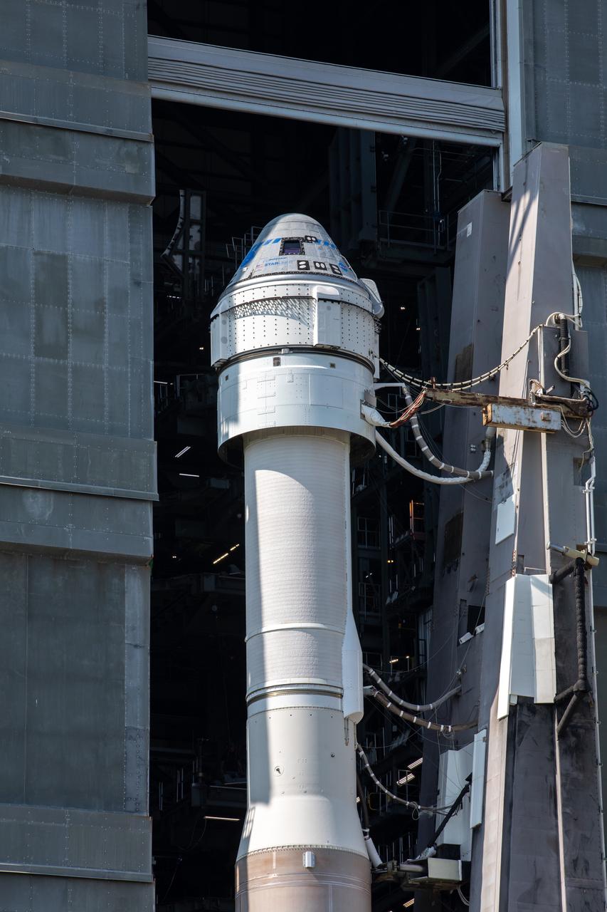 Boeing’s CST-100 Starliner spacecraft sits atop a United Launch Alliance Atlas V rocket during rollout from the Vertical Integration Facility to the launch pad at Space Launch Complex-41 on Cape Canaveral Space Force Station in Florida on May 18, 2022. Starliner will launch on the Atlas V for Boeing’s Orbital Flight Test (OFT-2) for NASA’s Commercial Crew Program at 6:54 p.m. EDT on Thursday, May 19. OFT-2 is an important uncrewed flight test designed to test the end-to-end capabilities of the system to help the agency certify Starliner to carry astronauts to and from the International Space Station.