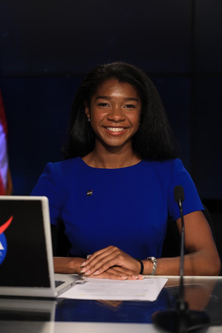 Jasmine Hopkins, NASA Communications, participates in the NASA  Leadership Briefing ahead of the agency’s Boeing Orbital Flight Test-2 (OFT-2) at NASA’sKennedy Space Center in Florida, May 18, 2022. Boeing’s CST-100 Starliner spacecraft will launch atop a United Launch Alliance Atlas V rocket from Space Launch Complex-41 at Cape Canaveral Space Force Station for NASA’s Commercial Crew Program. 