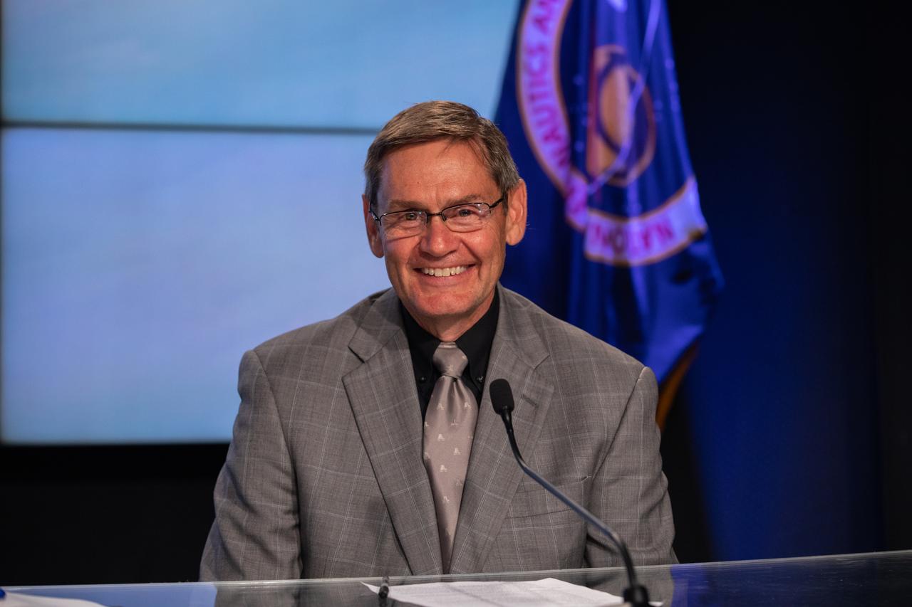 John Elbon, chief operating officer, United Launch Alliance, participates in a postlaunch news conference following the liftoff of NASA Boeing’s Orbital Flight Test-2 (OFT-2) on May 19, 2022. Liftoff occurred at 6:54 p.m. EDT from Space Launch Complex-41 at Florida’s Cape Canaveral Space Force Station. Boeing’s uncrewed flight test is designed to test the system’s end-to-end capabilities for NASA’s Commercial Crew Program providing valuable data towards NASA certifying Boeing’s crew transportation system for regular crewed flights to and from the International Space Station. 