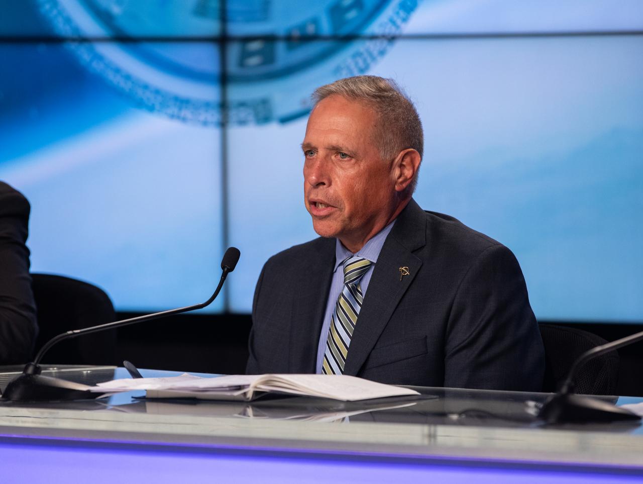Mark Nappi, vice president and program manager, Boeing Commercial Crew Program, participates in a postlaunch news conference following the liftoff of NASA Boeing’s Orbital Flight Test-2 (OFT-2) on May 19, 2022. Liftoff occurred at 6:54 p.m. EDT from Space Launch Complex-41 at Florida’s Cape Canaveral Space Force Station. Boeing’s uncrewed flight test is designed to test the system’s end-to-end capabilities for NASA’s Commercial Crew Program providing valuable data towards NASA certifying Boeing’s crew transportation system for regular crewed flights to and from the International Space Station.