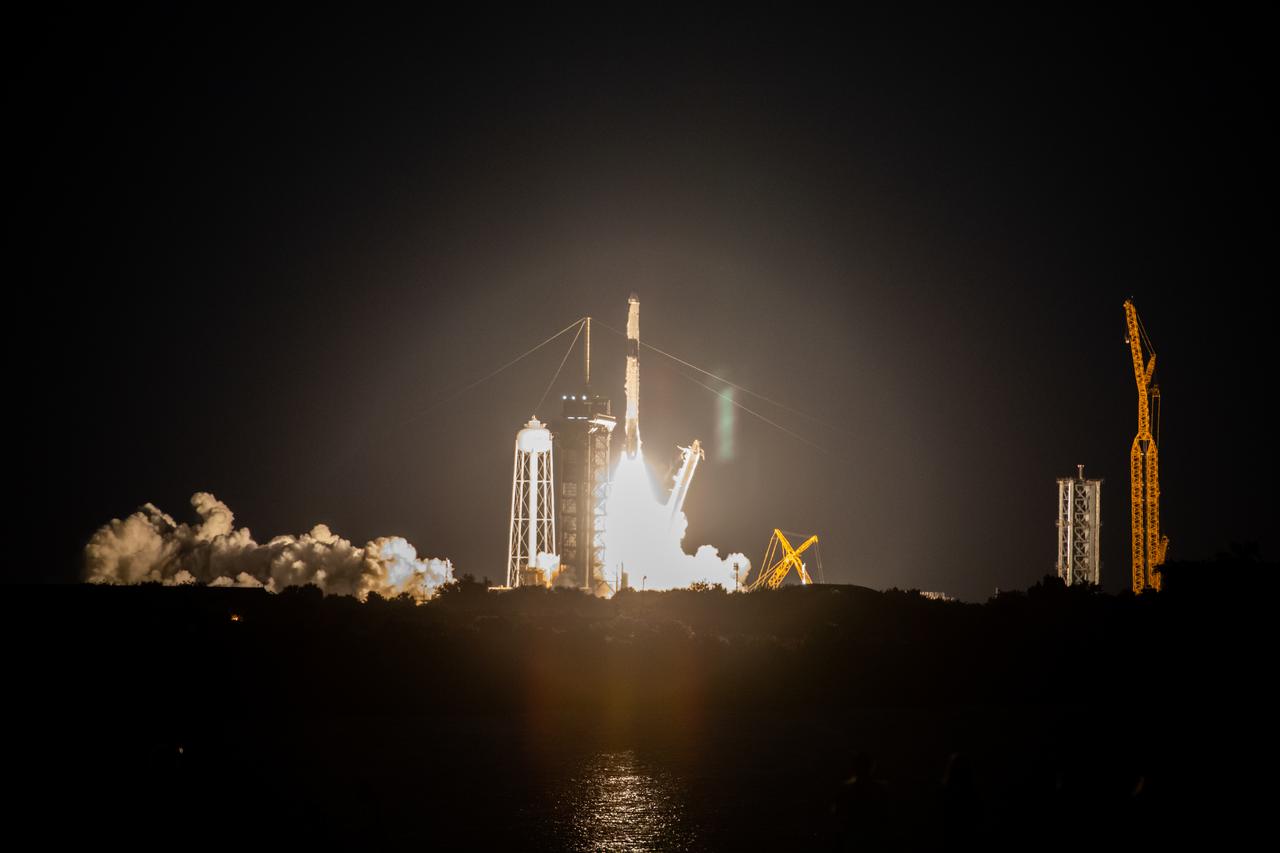 The SpaceX Falcon 9 rocket carrying the Dragon capsule lifts off from Launch Complex 39A at NASA’s Kennedy Space Center in Florida on July 14, 2022, on the company’s 25th Commercial Resupply Services mission for the agency to the International Space Station. Liftoff was at 8:44 p.m. EDT. Dragon will deliver more than 5,800 pounds of cargo, including a variety of NASA investigations, to the space station. The spacecraft is expected to spend about a month attached to the orbiting outpost before it returns to Earth with research and return cargo, splashing down off the coast of Florida.