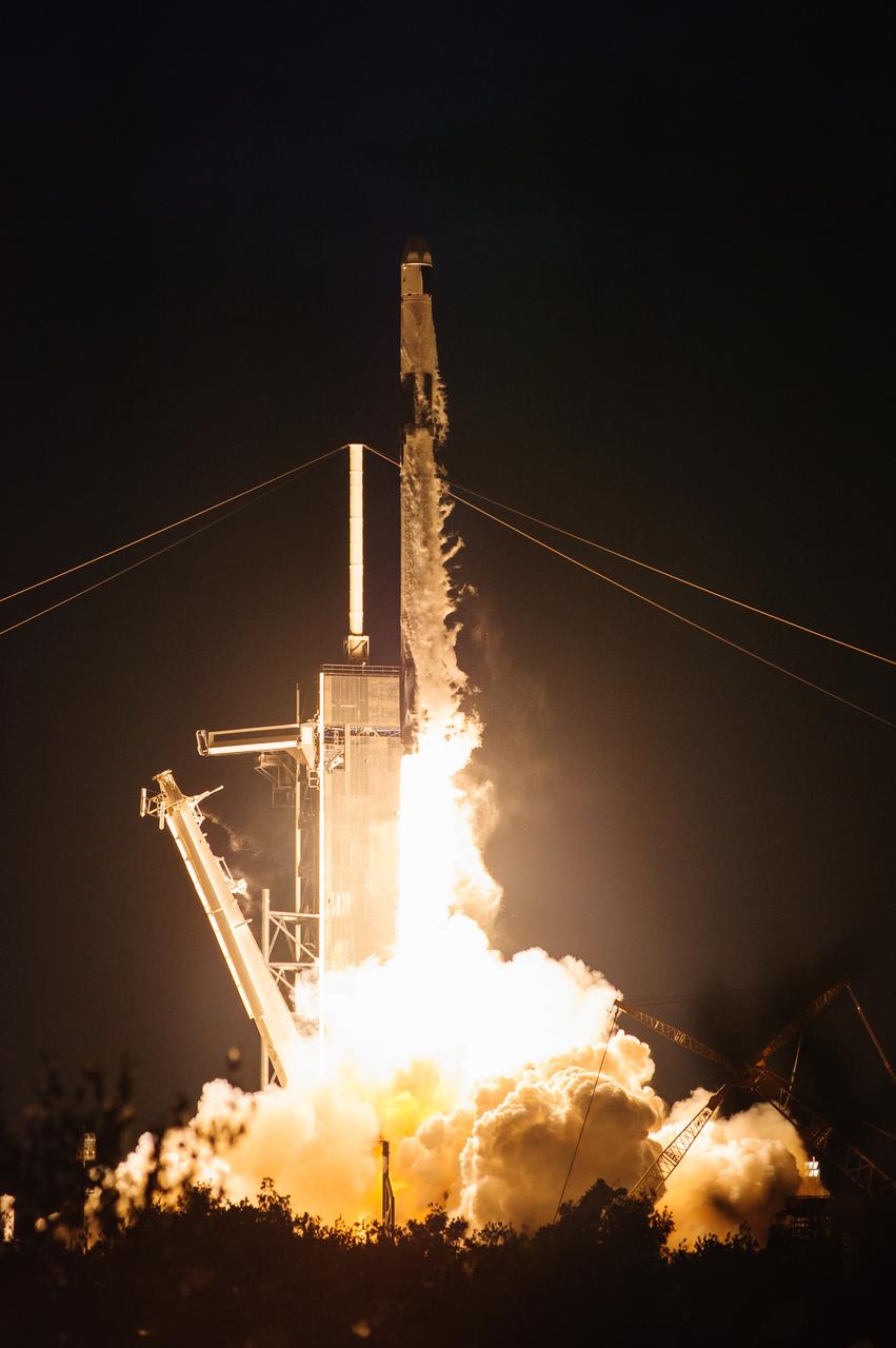 The SpaceX Falcon 9 rocket carrying the Dragon capsule lifts off from Launch Complex 39A at NASA’s Kennedy Space Center in Florida on July 14, 2022, on the company’s 25th Commercial Resupply Services mission for the agency to the International Space Station. Liftoff was at 8:44 p.m. EDT. Dragon will deliver more than 5,800 pounds of cargo, including a variety of NASA investigations, to the space station. The spacecraft is expected to spend about a month attached to the orbiting outpost before it returns to Earth with research and return cargo, splashing down off the coast of Florida.