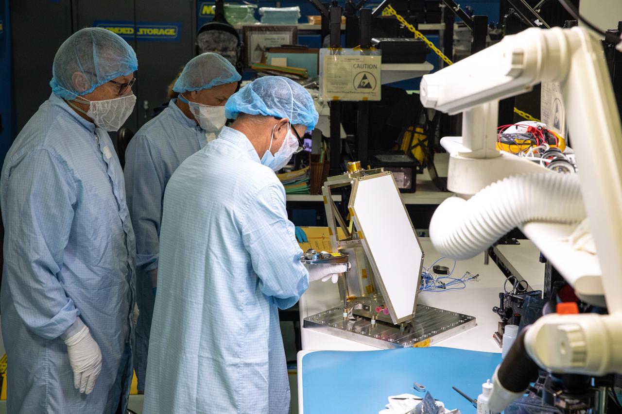Engineers at NASA’s Kennedy Space Center in Florida remove the vibration fixture on the Mass Spectrometer observing lunar operations (MSolo) instrument on Aug. 4, 2022. The activity followed a vibration test in preparation for the Polar Resources Ice Mining Experiment-1 (PRIME-1) mission, which will be the first in-situ resource utilization demonstration on the Moon. MSolo is a commercial off-the-shelf mass spectrometer modified to work in space and will help analyze the chemical makeup of landing sites on the Moon, as well as study water on the lunar surface. Researchers and engineers are preparing MSolo instruments to launch on four robotic missions as part of NASA’s Commercial Lunar Payload Services – commercial deliveries beginning in 2023 that will perform science experiments, test technologies, and demonstrate capabilities to help NASA explore the Moon and prepare for crewed missions to the lunar surface.
