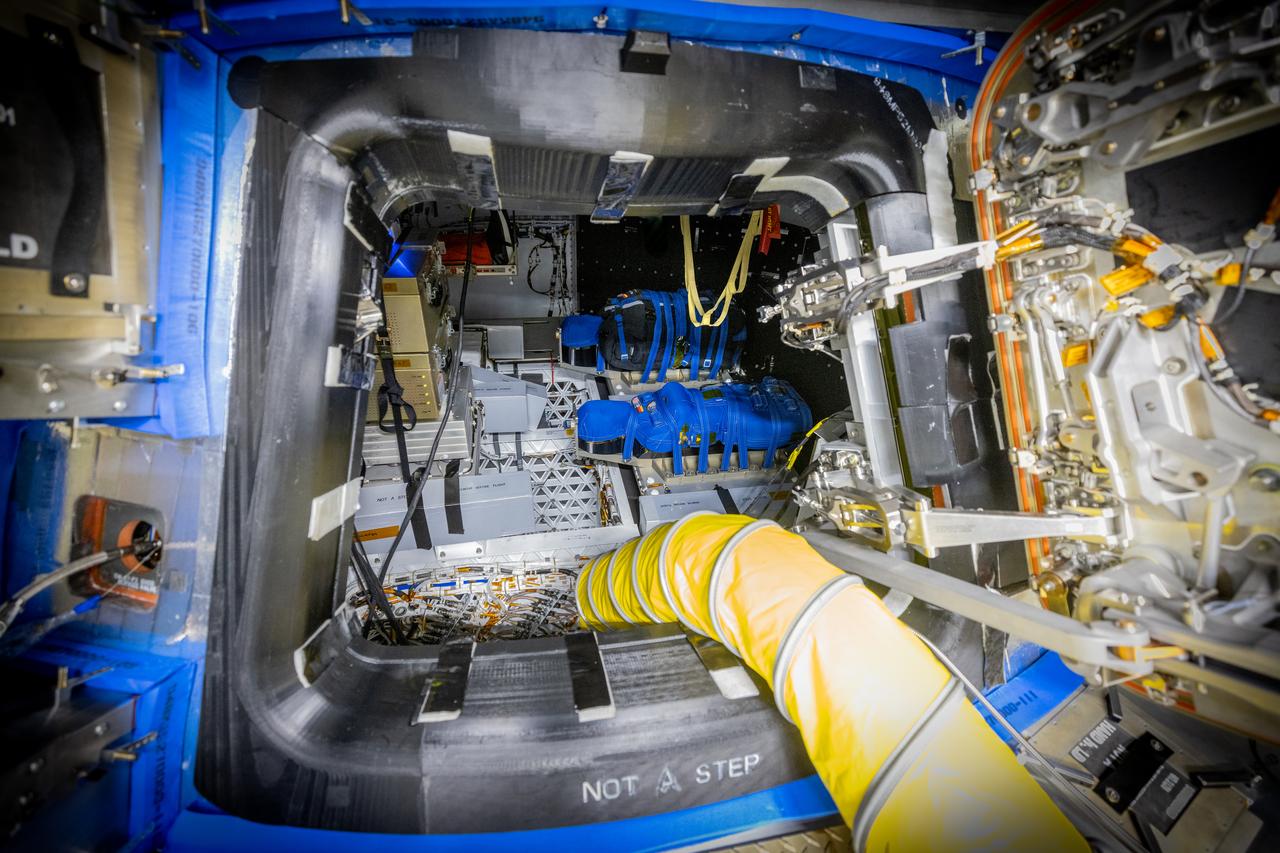 Two manikins are installed in the passenger seats inside the Artemis I Orion crew module atop the Space Launch System rocket in High Bay 3 of the Vehicle Assembly Building at NASA’s Kennedy Space Center in Florida on Aug. 8, 2022. As part of the Matroshka AstroRad Radiation Experiment (MARE) investigation, the two female manikins – Helga and Zohar – are equipped with radiation detectors, while Zohar also wears a radiation protection vest, to determine the radiation risk on its way to the Moon. Artemis I will provide a foundation for human deep space exploration and demonstrate NASA’s capability to extend human presence to the Moon and beyond. The primary goal of Artemis I is to thoroughly test the Space Launch System rocket and Orion spacecraft’s integrated systems before crewed missions. Under Artemis, NASA aims to land the first woman and first person of color on the Moon and establish sustainable lunar exploration.