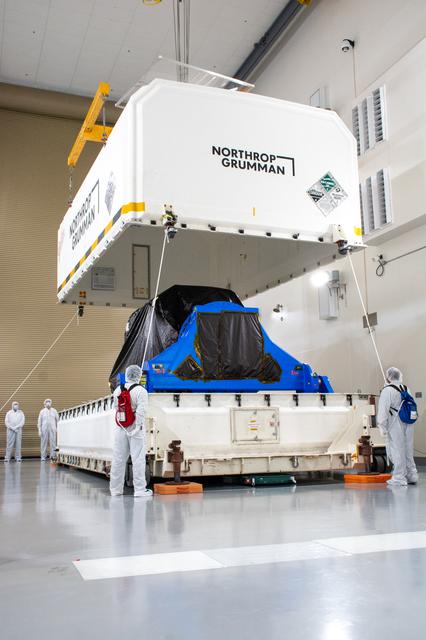 NASA image: JPSS-2 Spacecraft Uncrating and Lift to Vertical