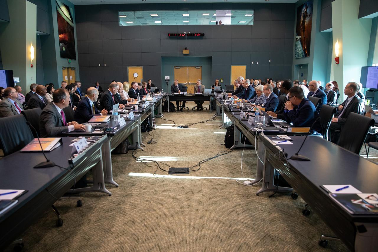 Artemis I managers conduct a Flight Readiness Review (FRR) on Aug. 22, 2022, at NASA’s Kennedy Space Center in Florida. The FRR is an in-depth assessment of the readiness of the agency’s Space Launch System and Orion spacecraft to support the uncrewed flight of Artemis I on its mission beyond the Moon and return to Earth. The meeting will conclude later in the day with a poll of all managers. Artemis I is scheduled to launch at 8:33 a.m. EDT on Aug. 29, 2022, from Kennedy’s Launch Complex 39B. The first in a series of increasingly complex missions, Artemis I will provide a foundation for human deep space exploration and demonstrate our commitment and capability to extend human presence to the Moon and beyond. The primary goal of Artemis I is to thoroughly test the integrated systems before crewed missions by operating the spacecraft in a deep space environment, testing Orion’s heat shield, and recovering the crew module after reentry, descent, and splashdown. 