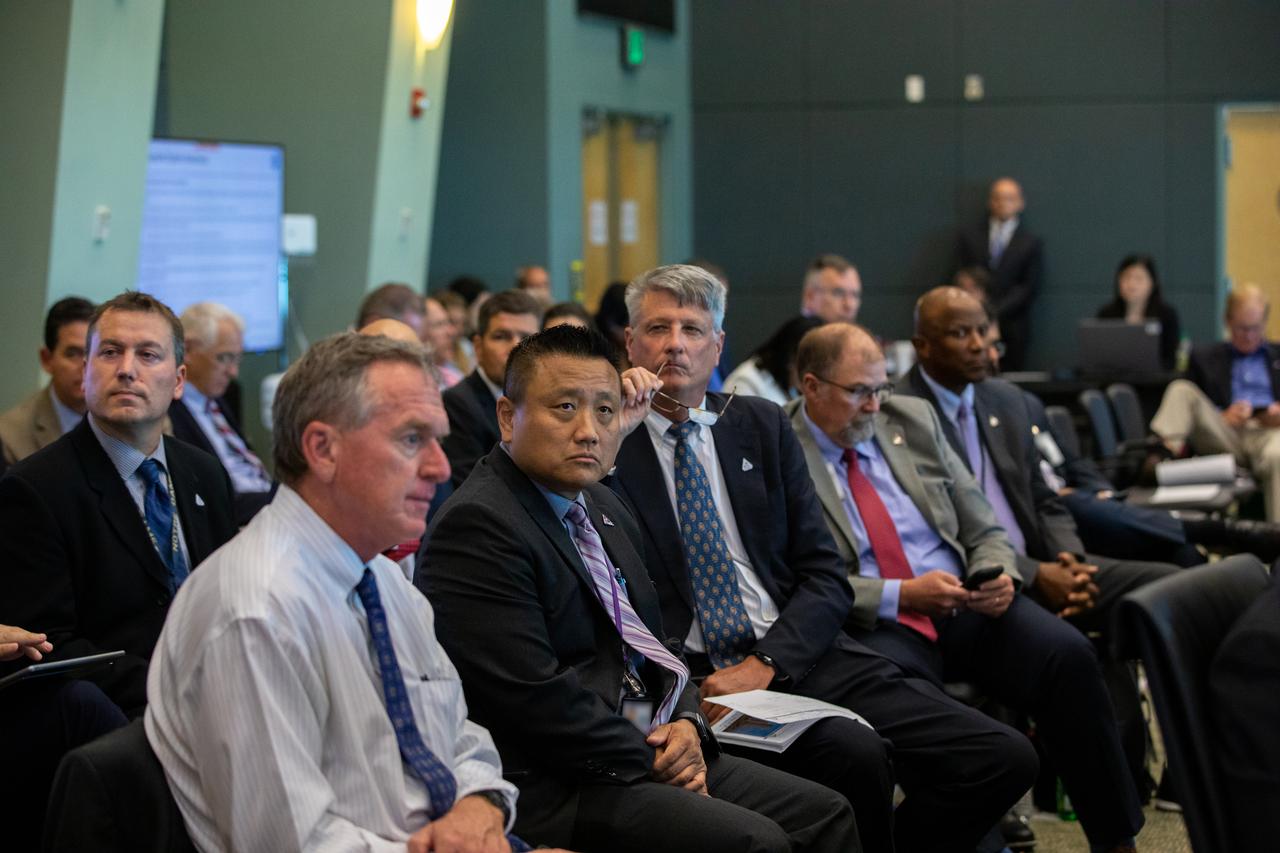 Artemis I managers conduct a Flight Readiness Review (FRR) on Aug. 22, 2022, at NASA’s Kennedy Space Center in Florida. The FRR is an in-depth assessment of the readiness of the agency’s Space Launch System and Orion spacecraft to support the uncrewed flight of Artemis I on its mission beyond the Moon and return to Earth. The meeting will conclude later in the day with a poll of all managers. Artemis I is scheduled to launch at 8:33 a.m. EDT on Aug. 29, 2022, from Kennedy’s Launch Complex 39B. The first in a series of increasingly complex missions, Artemis I will provide a foundation for human deep space exploration and demonstrate our commitment and capability to extend human presence to the Moon and beyond. The primary goal of Artemis I is to thoroughly test the integrated systems before crewed missions by operating the spacecraft in a deep space environment, testing Orion’s heat shield, and recovering the crew module after reentry, descent, and splashdown. 
