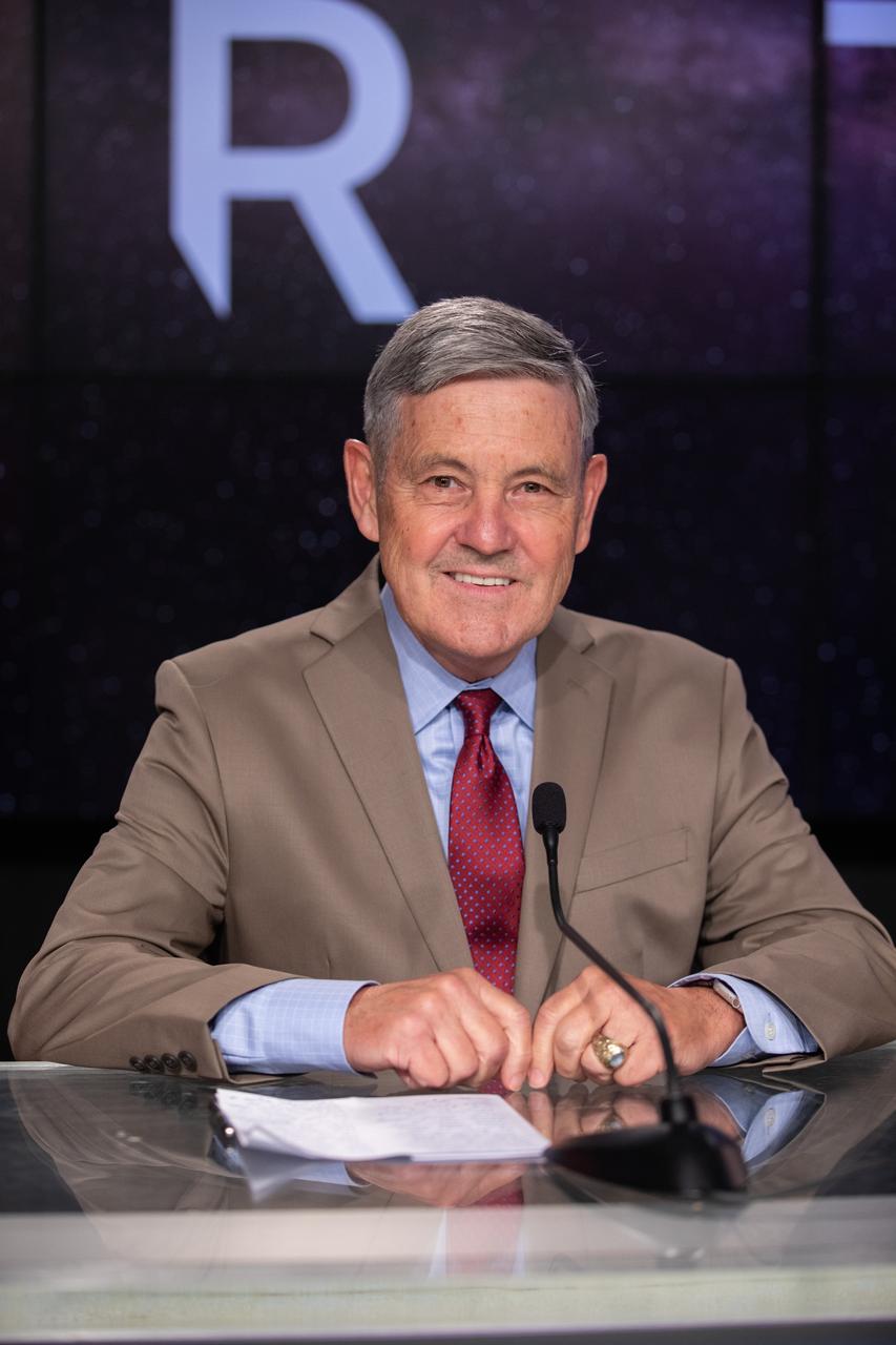 Bob Cabana, NASA Associate Administrator, participates in a prelaunch media briefing following completion of NASA’s Flight Readiness Review for Artemis I on Aug. 22, 2022, at the agency’s Kennedy Space Center in Florida. Artemis I is scheduled to launch at 8:33 a.m. EDT on Aug. 29, 2022, from Kennedy’s Launch Complex 39B. The first in a series of increasingly complex missions, Artemis I will provide a foundation for human deep space exploration and demonstrate our commitment and capability to extend human presence to the Moon and beyond. The primary goal of Artemis I is to thoroughly test the integrated systems before crewed missions by operating the spacecraft in a deep space environment, testing Orion’s heat shield, and recovering the crew module after reentry, descent, and splashdown.