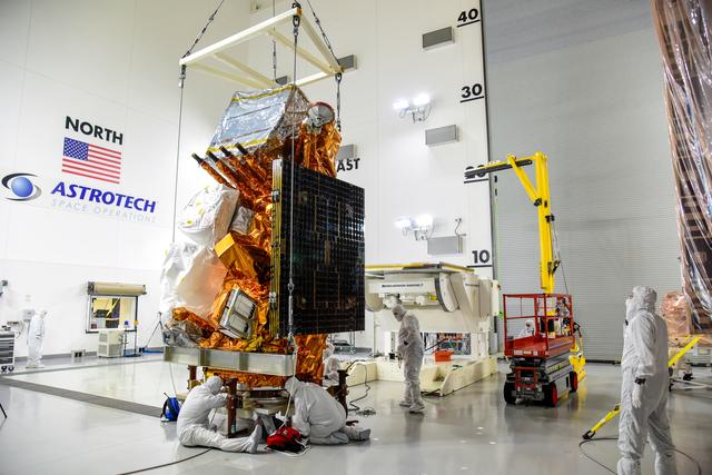 NASA image: JPSS-2 Spacecraft Move To I&T Cart, Unbagging, Move to Aronson Table