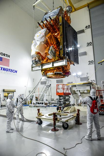NASA image: JPSS-2 Spacecraft Move To I&T Cart, Unbagging, Move to Aronson Table