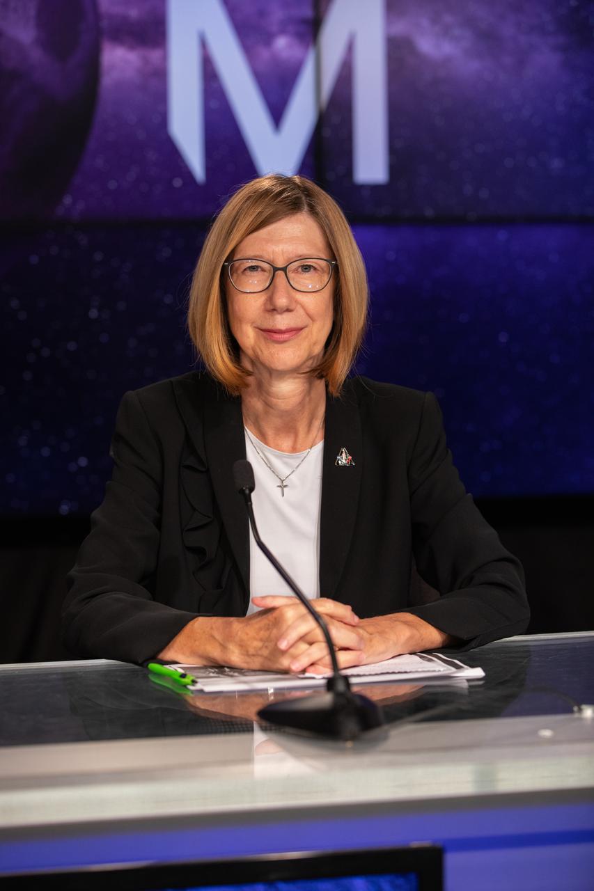 Kathy Lueders, NASA associate administrator, Space Operations Mission Directorate, participates in a prelaunch media briefing on the agency’s Moon to Mars exploration plans on Aug. 27, 2022, at NASA’s Kennedy Space Center in Florida, as the clock counts down to the launch of Artemis I scheduled for Aug. 29, at 8:33 a.m. EDT from Kennedy’s Launch Complex 39B. The first in a series of increasingly complex missions, Artemis I will provide a foundation for human deep space exploration and demonstrate our commitment and capability to extend human presence to the Moon and beyond. The primary goal of Artemis I is to thoroughly test the integrated systems before crewed missions by operating the spacecraft in a deep space environment, testing Orion’s heat shield, and recovering the crew module after reentry, descent, and splashdown.