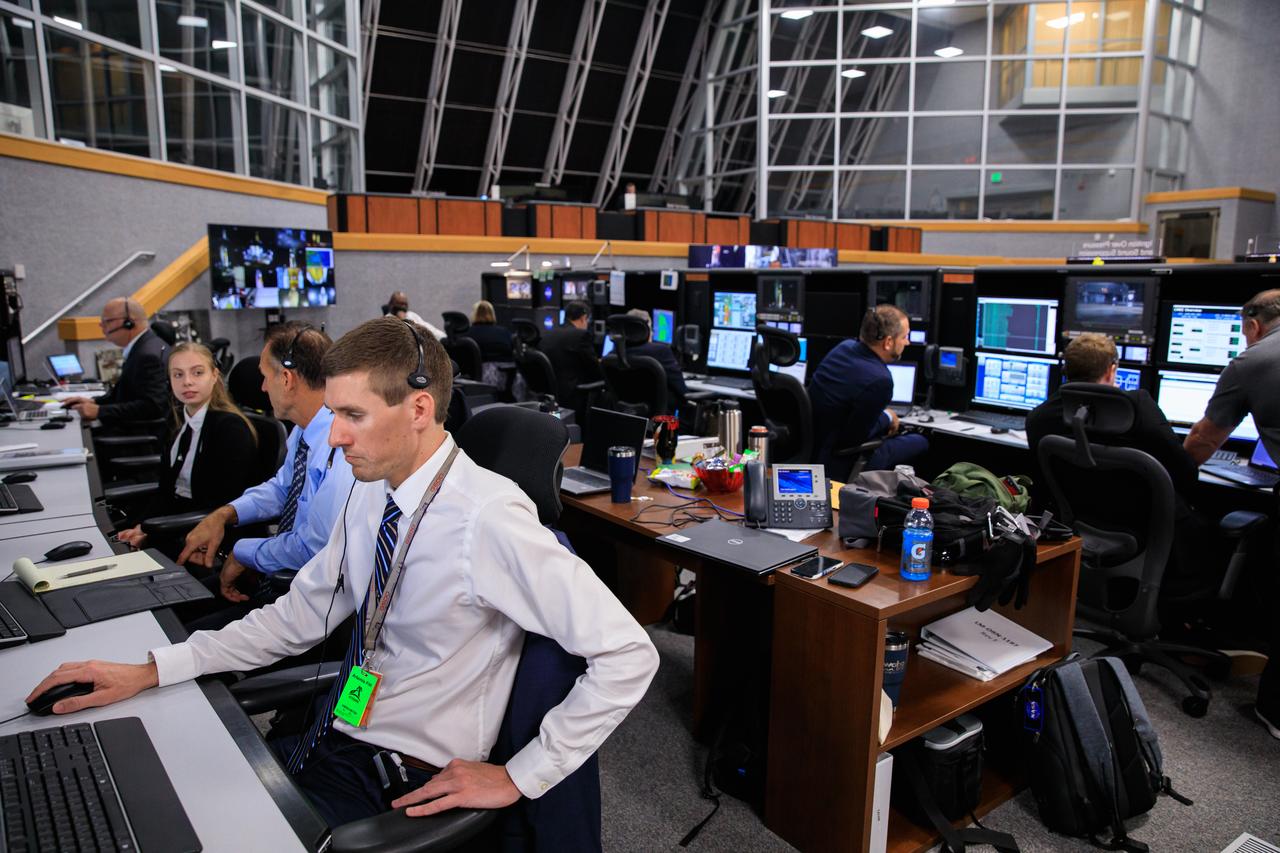 Members of the Artemis I launch team are at their consoles inside Firing Room 1 of the Rocco A. Petrone Launch Control Center at NASA’s Kennedy Space Center in Florida for launch countdown Aug. 29, 2022. Launch of the agency’s Space Launch System and Orion spacecraft was waved off due to an issue during tanking. Launch is now no earlier than Sept. 3, at 2:17 p.m. EDT from Kennedy’s Launch Complex 39B. The first in a series of increasingly complex missions, Artemis I will provide a foundation for human deep space exploration and demonstrate our commitment and capability to extend human presence to the Moon and beyond. The primary goal of Artemis I is to thoroughly test the integrated systems before crewed missions by operating the spacecraft in a deep space environment, testing Orion’s heat shield, and recovering the crew module after reentry, descent, and splashdown. 