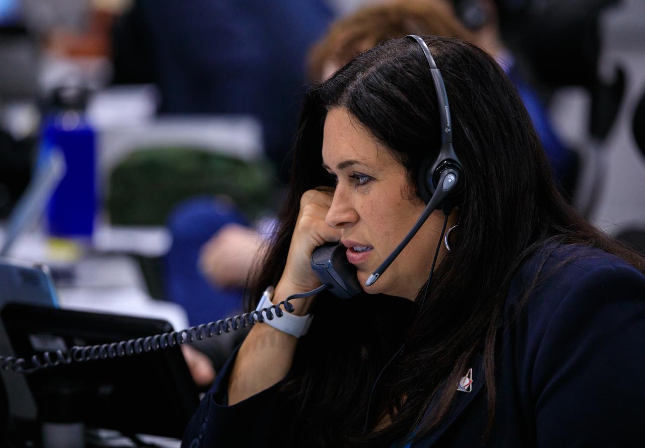An Artemis I team member monitors countdown events at her console inside Firing Room 1 of the Rocco A. Petrone Launch Control Center at NASA’s Kennedy Space Center in Florida on  Aug. 29, 2022. Launch of the agency’s Space Launch System and Orion spacecraft was waved off due to an issue during tanking. Launch is now no earlier than Sept. 3, at 2:17 p.m. EDT from Kennedy’s Launch Complex 39B. The first in a series of increasingly complex missions, Artemis I will provide a foundation for human deep space exploration and demonstrate our commitment and capability to extend human presence to the Moon and beyond. The primary goal of Artemis I is to thoroughly test the integrated systems before crewed missions by operating the spacecraft in a deep space environment, testing Orion’s heat shield, and recovering the crew module after reentry, descent, and splashdown. 