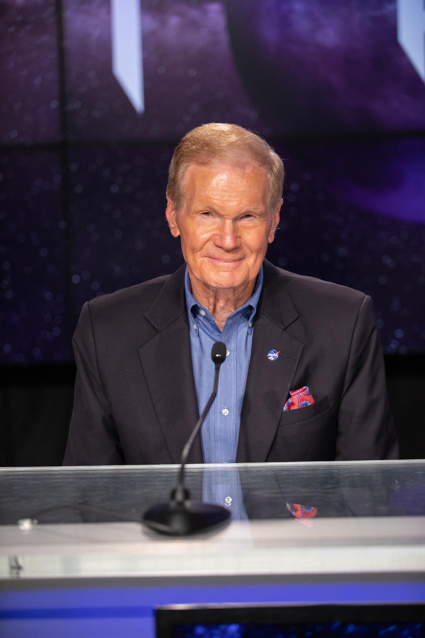NASA Administrator Bill Nelson participates in a press conference on Aug. 29, 2022, at NASA’s Kennedy Space Center in Florida, after waving-off of the launch of the agency’s Artemis I mission. The first in a series of increasingly complex missions, Artemis I will provide a foundation for human deep space exploration and demonstrate our commitment and capability to extend human presence to the Moon and beyond. The primary goal of Artemis I is to thoroughly test the integrated systems before crewed missions by operating the spacecraft in a deep space environment, testing Orion’s heat shield, and recovering the crew module after reentry, descent, and splashdown.