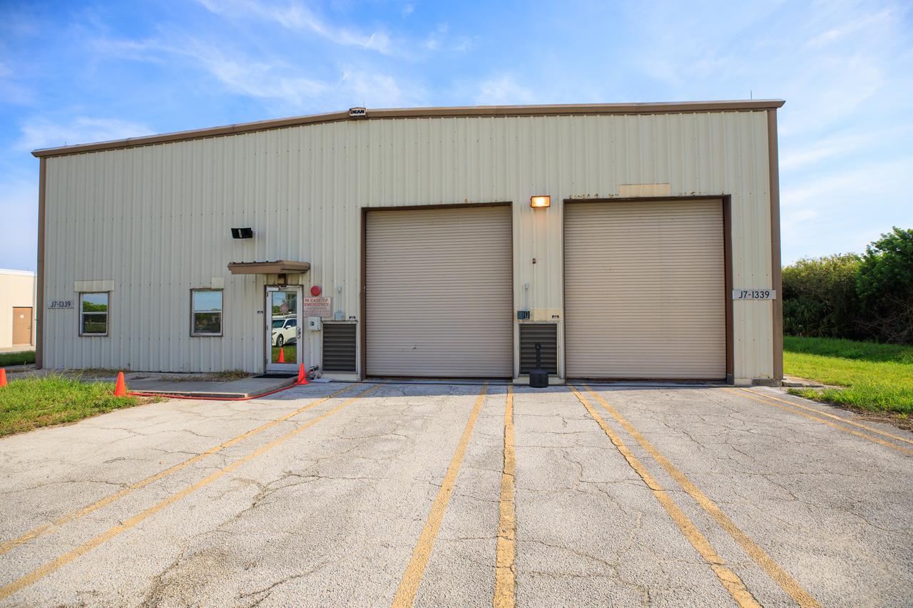 An exterior view of Fire Station 3 at Launch Complex 39B at NASA’s Kennedy Space Center in Florida on Sept. 8, 2022. 