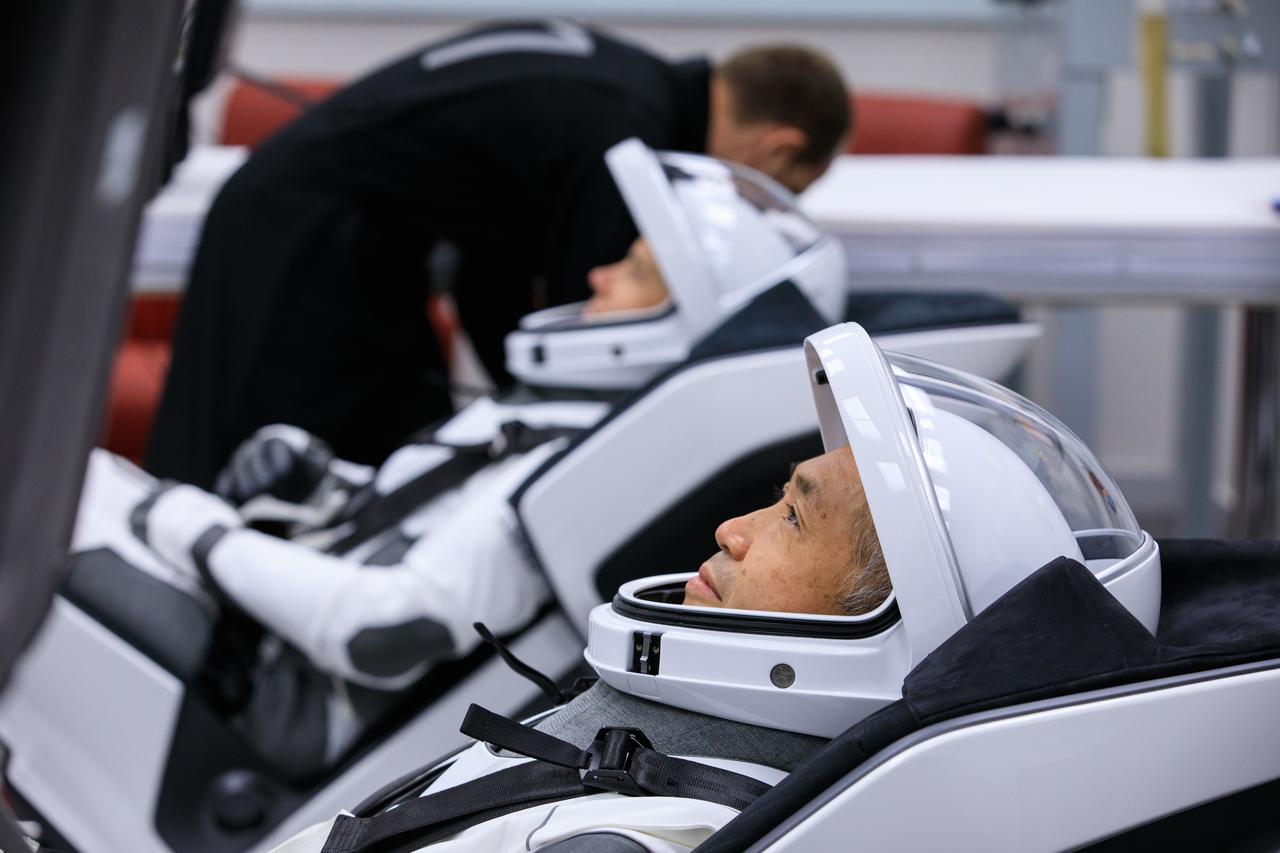 JAXA (Japan Aerospace Exploration Agency) astronaut Koichi Wakata is seated inside the crew suit-up room in the Neil A. Armstrong Operations and Checkout Building at NASA’s Kennedy Space Center in Florida during a countdown dress rehearsal on Oct. 2, 2022. Wakata, along with NASA astronauts Josh Cassada and Nicole Aunapu Mann, and Roscosmos cosmonaut Anna Kikina, will launch to the International Space Station on NASA’s SpaceX Crew-5 mission as part of the agency’s Commercial Crew Program. Liftoff of SpaceX’s Falcon 9 rocket and Crew Dragon Endurance spacecraft is targeted for noon EDT on Oct. 5, 2022, from Kennedy’s Launch Complex 39A.