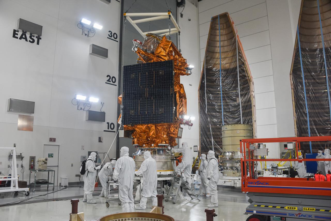 The National Oceanic and Atmospheric Administration’s Joint Polar Satellite System (JPSS-2) is now secured on the spacecraft adapter inside the Astrotech Space Operations facility at Vandenberg Space Force Base (VSFB) in California on Oct. 4, 2022. JPSS-2 is the third satellite in the Joint Polar Satellite System series. It is scheduled to lift off from VSFB on Nov. 1 from Space Launch Complex-3. JPSS-2, which will be renamed NOAA-21 after reaching orbit, will join a constellation of JPSS satellites that orbit from the North to the South pole, circling Earth 14 times a day and providing a full view of the entire globe twice daily. 