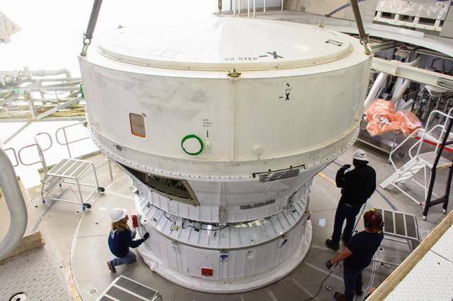 NASA image: JPSS-2 Boat Tail Transport and Mate