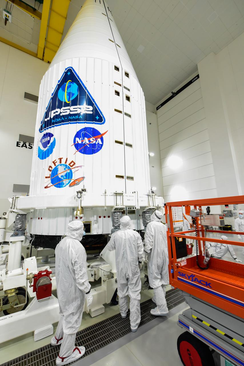 The National Oceanic and Atmospheric Administration’s (NOAA) Joint Polar Satellite System-2 (JPSS-2) is encapsulated in the United Launch Alliance Atlas V payload fairing inside the Astrotech Space Operations facility at Vandenberg Space Force Base (VSFB) in California on Oct. 12, 2022. Inside the fairing, JPSS-2 is stacked atop NASA’s Low-Earth Orbit Flight Test of an Inflatable Decelerator (LOFTID) secondary payload. JPSS-2 is the third satellite in the Joint Polar Satellite System series. It is scheduled to lift off from VSFB on Nov. 1 from Space Launch Complex-3. JPSS-2, which will be renamed NOAA-21 after reaching orbit, will join a constellation of JPSS satellites that orbit from the North to the South pole, circling Earth 14 times a day and providing a full view of the entire globe twice daily. The NOAA/NASA Suomi National Polar-orbiting Partnership (Suomi NPP) satellite, and NOAA-20, previously known as JPSS-1, are both already in orbit. Each satellite carries at least four advanced instruments to measure weather and climate conditions on Earth. LOFTID is dedicated to the memory of Bernard Kutter. LOFTID will demonstrate inflatable heat shield technology that could enable a variety of proposed NASA missions to destinations such as Mars, Venus, and Titan, as well as returning heavier payloads from low-Earth orbit. 