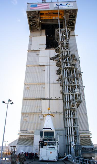 NASA image: JPSS-2 Spacecraft Transport to Pad and Lift/Mate