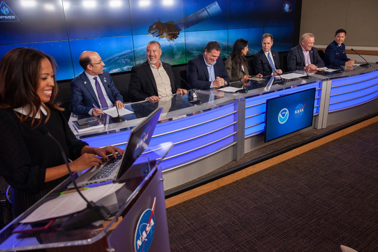NASA held a prelaunch news conference for the National Oceanic and Atmospheric Administration’s (NOAA) Joint Polar Satellite System-2 (JPSS-2) and the agency’s Low-Earth Orbit Flight Test of an Inflatable Decelerator (LOFTID) technology demonstration at Vandenberg Space Force Base in California on Oct. 28, 2022. Participants from left are: Megan Cruz, NASA Communications; John Gagosian, director, NASA’s Joint Agency Satellite Division; Omar Baez, launch director, NASA’s Launch Services Program; Gary Wentz, vice president, Government and Commercial Programs, ULA; Irene Parker, deputy assistant administrator, NOAA Systems, National Environmental Satellite, Data, and Services; Tim Walsh, director, NOAA’s JPSS Program Office, NOAA; Jim Reuter, associate administrator for NASA’s Space Technology Mission Directorate; Capt. Zack Zounes, launch weather officer, U.S. Space Force. JPSS-2 is the third satellite in the polar satellite series and is expected to capture data to improve weather forecasts, helping scientists predict and prepare for extreme weather events and climate change. JPSS-2 is scheduled to launch at 2:25 a.m. PDT Tuesday, Nov. 1, on a United Launch Alliance (ULA) Atlas V 401 rocket from Space Launch Complex 3 at Vandenberg Space Force Base in California. Launching with JPSS-2 is NASA’s LOFTID technology demonstration. After JPSS-2 safely reaches orbit, LOFTID will follow a re-entry trajectory from low-Earth orbit to demonstrate the inflatable heat shield’s ability to slow down and survive re-entry. LOFTID is a partnership with ULA and is dedicated to the memory of Bernard Kutter, one of the company’s engineers who played a key role in developing the technology. LOFTID will demonstrate how the inflatable aeroshell, or heat shield, can slow down and survive re-entry in conditions relevant to many potential applications, whether landing humans on Mars, new missions to Venus and Titan, or returning heavier payloads and samples from low-Earth or