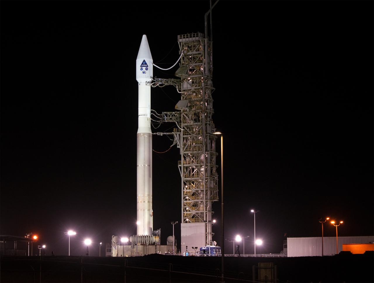 The National Oceanic and Atmospheric Administration’s (NOAA) Joint Polar Satellite System-2 (JPSS-2) satellite with NASA’s Low-Earth Orbit Flight Test of an Inflatable Decelerator (LOFTID) as a secondary payload, stand ready to lift off atop a United Launch Alliance (ULA) Atlas V rocket from Space Launch Complex-3 at Vandenberg Space Force Base in California on Nov. 10. 
