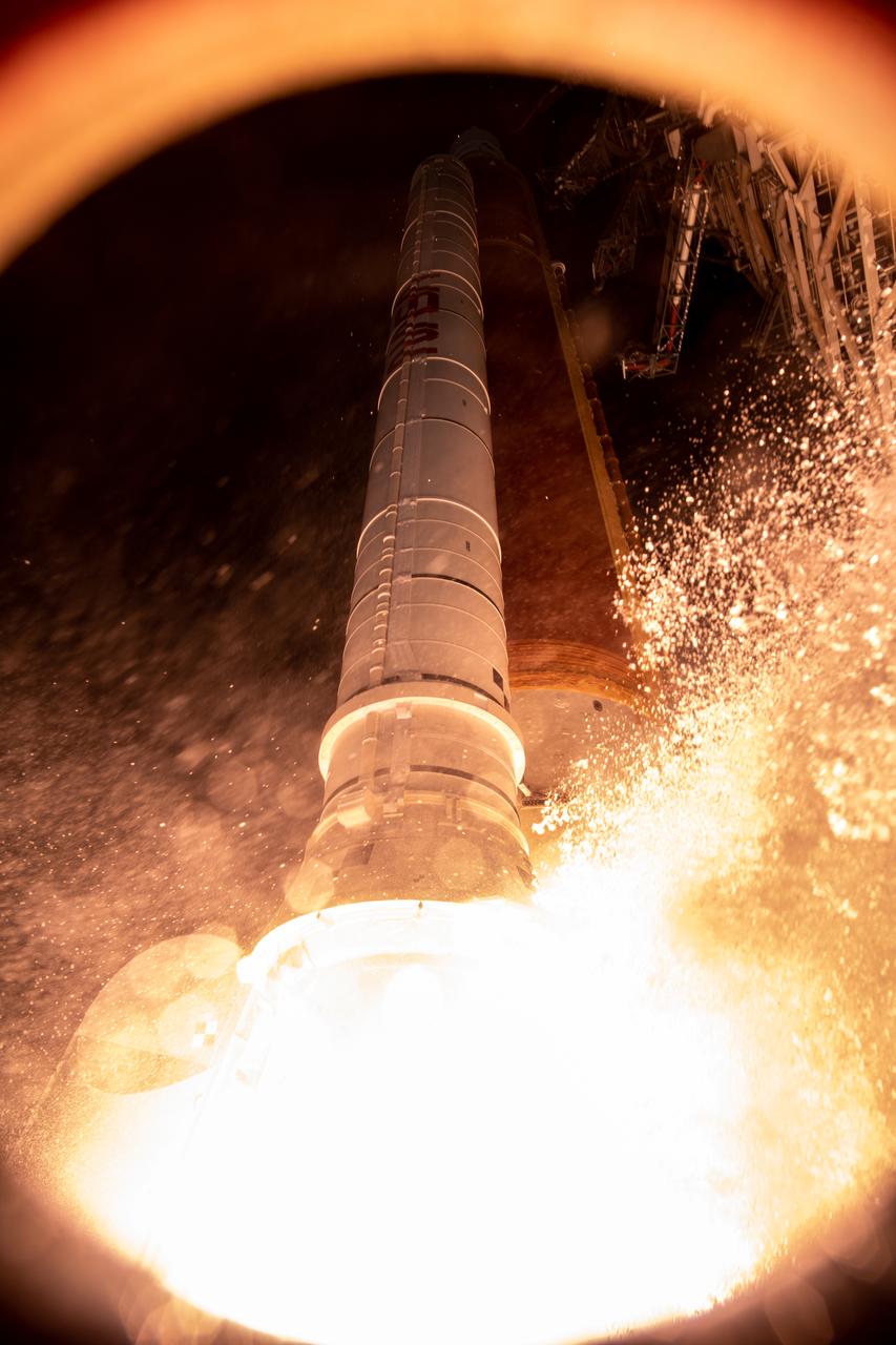 Liftoff! NASA’s Space Launch System carrying the Orion spacecraft lifts off the pad at Launch Complex 39B at the agency’s Kennedy Space Center in Florida at 1:47 a.m. EST on Nov. 16, 2022. The first in a series of increasingly complex missions, Artemis I will provide a foundation for human deep space exploration and demonstrate our commitment and capability to extend human presence to the Moon and beyond. The primary goal of Artemis I is to thoroughly test the integrated systems before crewed missions by operating the spacecraft in a deep space environment, testing Orion’s heat shield, and recovering the crew module after reentry, descent, and splashdown. 