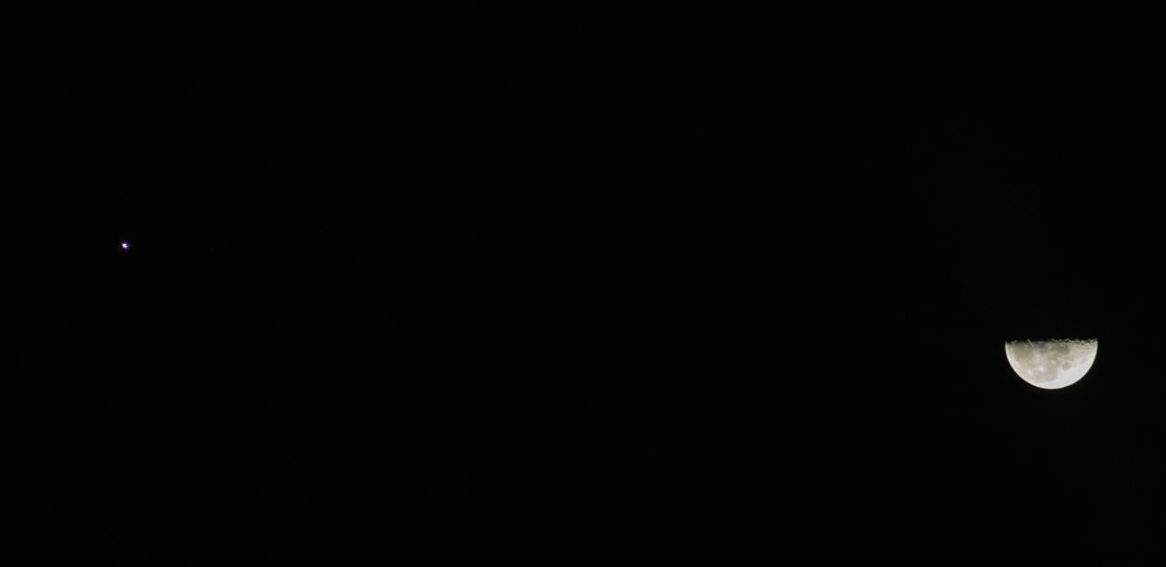 A half Moon illuminates the sky after the launch of NASA’s Space Launch System and Orion spacecraft on Artemis I from Launch Complex 39B at Kennedy Space Center in Florida on Nov. 16, 2022. Liftoff was at 1:47 a.m. EST. The first in a series of increasingly complex missions, Artemis I will provide a foundation for human deep space exploration and demonstrate our commitment and capability to extend human presence to the Moon and beyond. The primary goal of Artemis I is to thoroughly test the integrated systems before crewed missions by operating the spacecraft in a deep space environment, testing Orion’s heat shield, and recovering the crew module after reentry, descent, and splashdown.