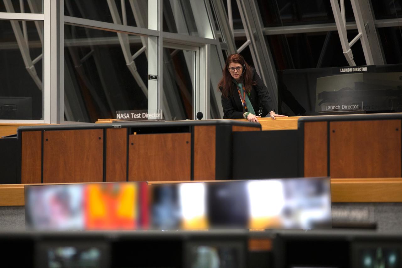 Artemis I Launch Director Charlie Blackwell-Thompson leads launch countdown activities inside Firing Room 1 of the Launch Control Center at NASA’s Kennedy Space Center in Florida on Nov. 16, 2022. Liftoff of the agency’s Space Launch System and Orion spacecraft from Launch Complex 39B was at 1:47 a.m. EST. The first in a series of increasingly complex missions, Artemis I will provide a foundation for human deep space exploration and demonstrate our commitment and capability to extend human presence to the Moon and beyond. The primary goal of Artemis I is to thoroughly test the integrated systems before crewed missions by operating the spacecraft in a deep space environment, testing Orion’s heat shield, and recovering the crew module after reentry, descent, and splashdown.