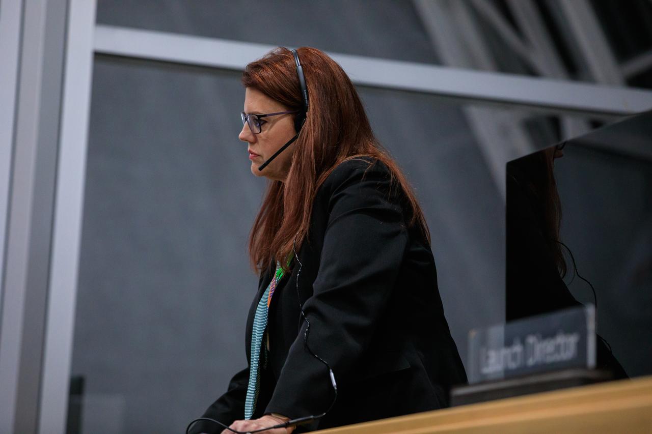 Artemis I Launch Director Charlie Blackwell-Thompson leads launch countdown activities inside Firing Room 1 of the Launch Control Center at NASA’s Kennedy Space Center in Florida on Nov. 16, 2022. Liftoff of the agency’s Space Launch System and Orion spacecraft from Launch Complex 39B was at 1:47 a.m. EST. The first in a series of increasingly complex missions, Artemis I will provide a foundation for human deep space exploration and demonstrate our commitment and capability to extend human presence to the Moon and beyond. The primary goal of Artemis I is to thoroughly test the integrated systems before crewed missions by operating the spacecraft in a deep space environment, testing Orion’s heat shield, and recovering the crew module after reentry, descent, and splashdown.