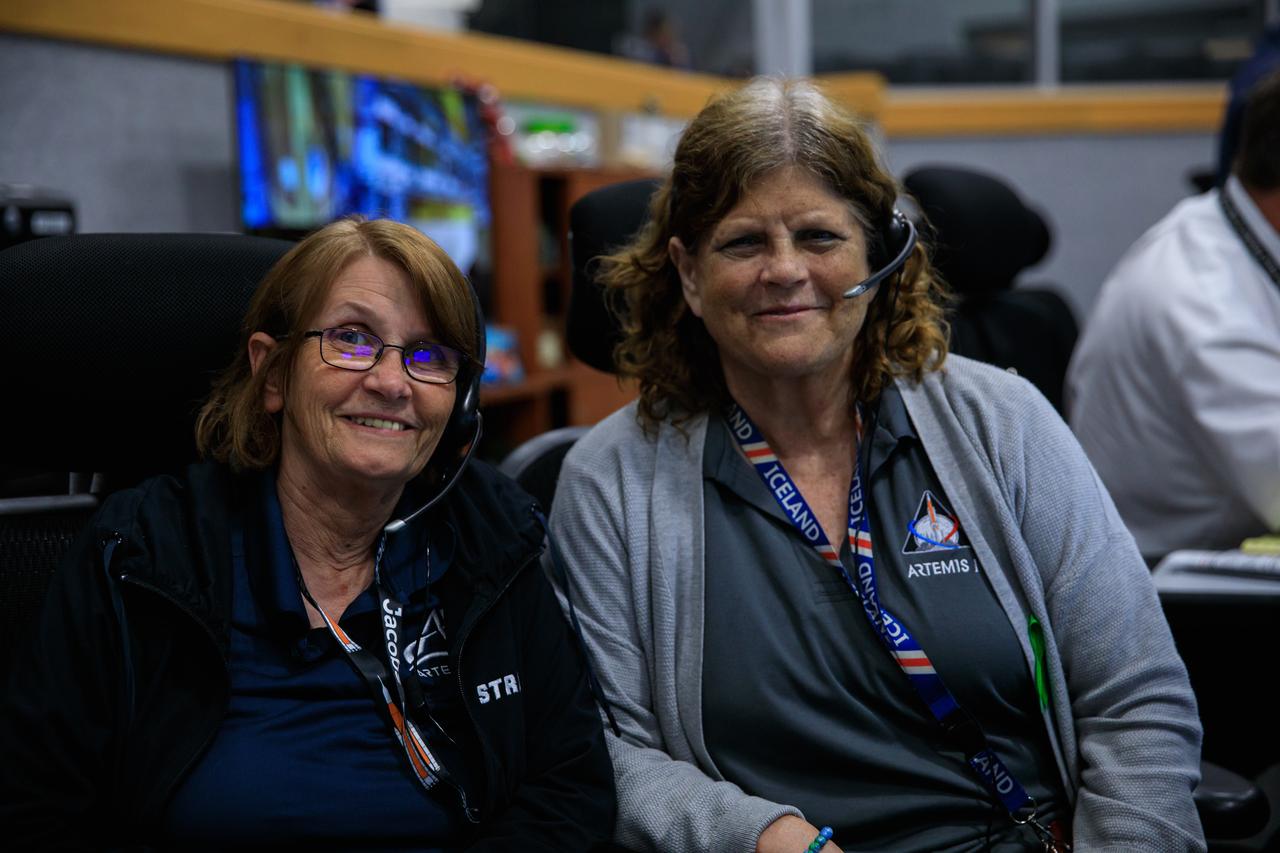 NASA Test Conductors Teresa Annulis, at left, and Roberta Wyrick, monitor launch countdown activities inside Firing Room 1 of the Launch Control Center at NASA’s Kennedy Space Center in Florida on Nov. 16, 2022. Liftoff of the agency’s Space Launch System and Orion spacecraft from Launch Complex 39B was at 1:47 a.m. EST. The first in a series of increasingly complex missions, Artemis I will provide a foundation for human deep space exploration and demonstrate our commitment and capability to extend human presence to the Moon and beyond. The primary goal of Artemis I is to thoroughly test the integrated systems before crewed missions by operating the spacecraft in a deep space environment, testing Orion’s heat shield, and recovering the crew module after reentry, descent, and splashdown.