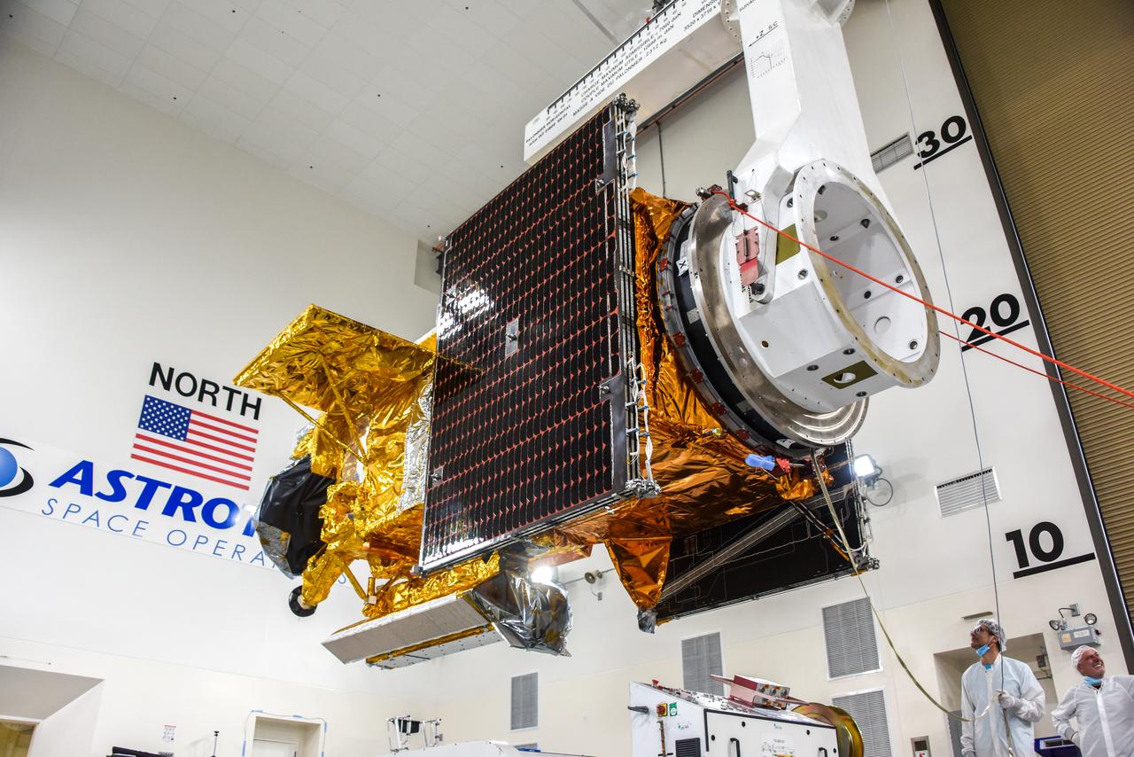 The Surface Water and Ocean Topography (SWOT) spacecraft is moved into a transport container inside the Astrotech facility at Vandenberg Space Force Base in California on Nov. 18, 2022. The satellite will be transported to the SpaceX facility at Vandenberg. SWOT is the first mission that will observe nearly all water on Earth’s surface, measuring the height of water in the planet’s lakes, rivers, reservoirs, and the ocean. It is set to launch aboard a SpaceX Falcon 9 rocket in December from Vandenberg’s Space Launch Center-4 East. NASA’s Launch Services Program, based at the agency’s Kennedy Space Center in Florida, is managing the launch service.
