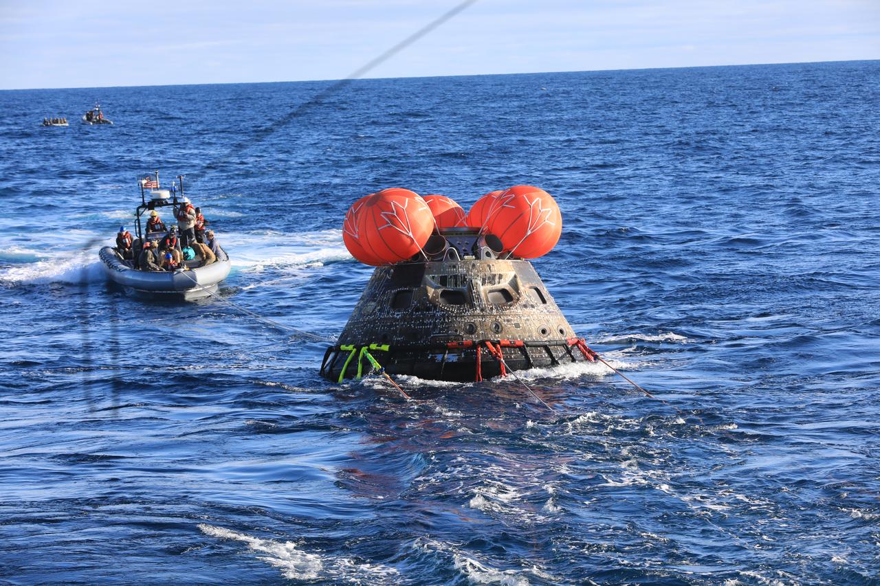 NASA’s Orion spacecraft for the Artemis I mission was successfully recovered inside the well deck of the USS Portland on Dec. 11, 2022 off the coast of Baja California. After launching atop the Space Launch System rocket on Nov. 16, 2022 from the agency’s Kennedy Space Center in Florida, Orion spent 25.5 days in space before returning to Earth, completing the Artemis I mission.