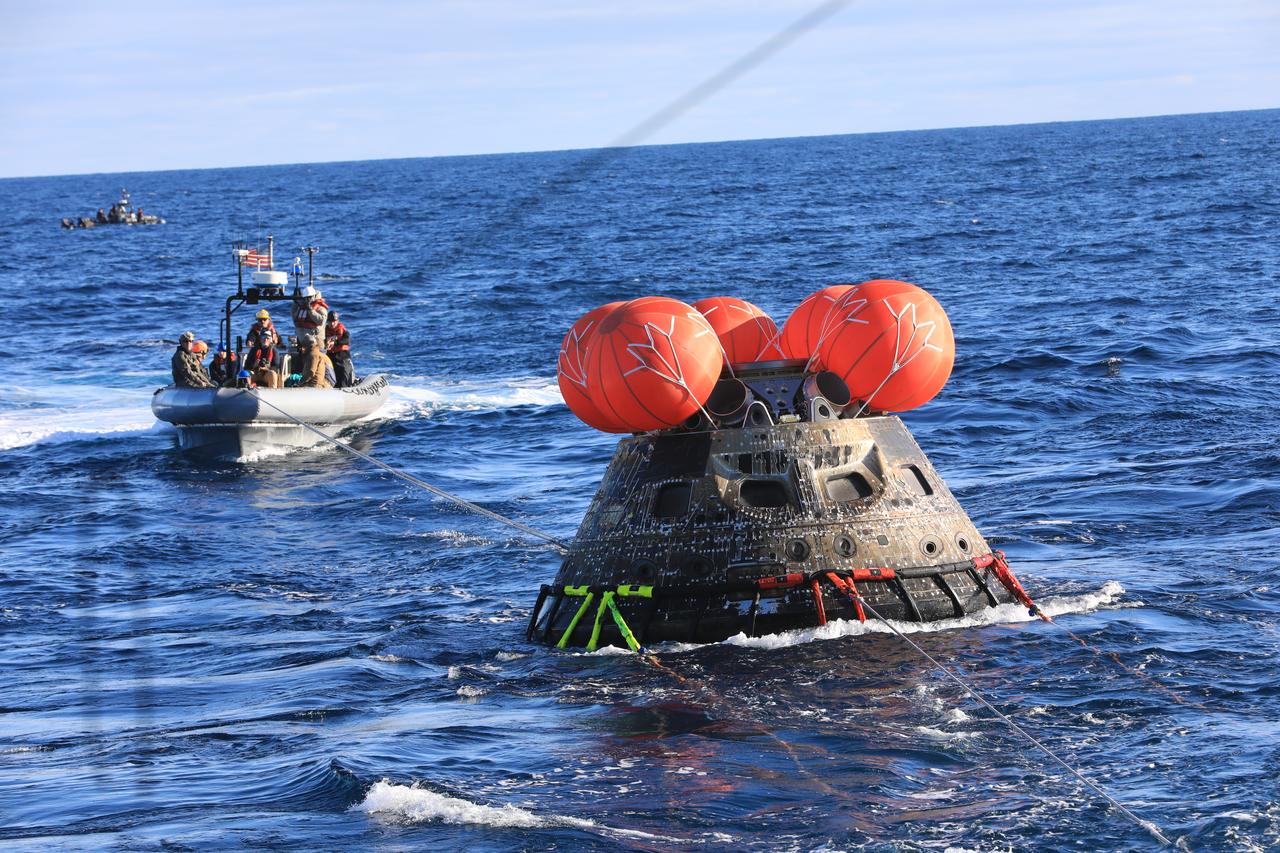 NASA’s Orion spacecraft for the Artemis I mission was successfully recovered inside the well deck of the USS Portland on Dec. 11, 2022 off the coast of Baja California. After launching atop the Space Launch System rocket on Nov. 16, 2022 from the agency’s Kennedy Space Center in Florida, Orion spent 25.5 days in space before returning to Earth, completing the Artemis I mission.