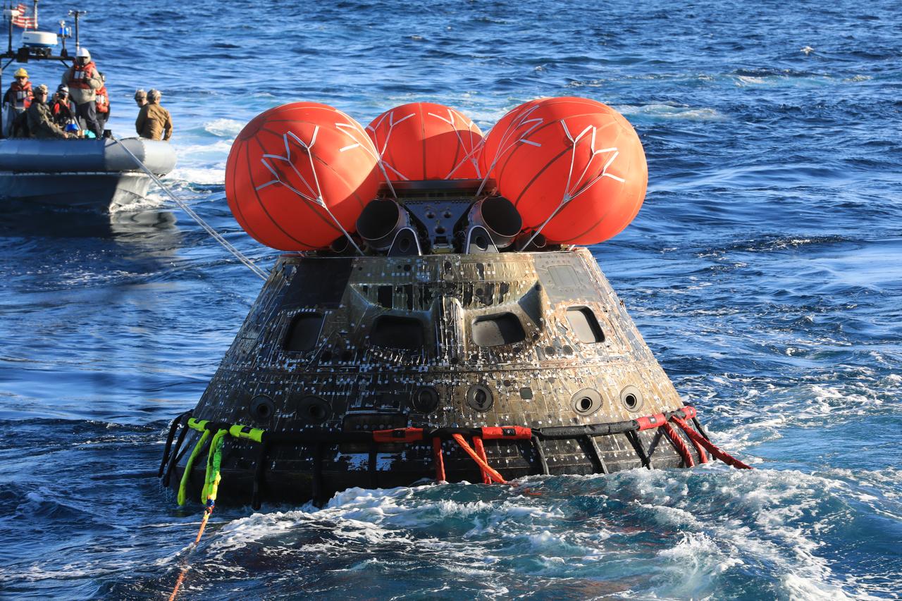 NASA’s Orion spacecraft for the Artemis I mission was successfully recovered inside the well deck of the USS Portland on Dec. 11, 2022 off the coast of Baja California. After launching atop the Space Launch System rocket on Nov. 16, 2022 from the agency’s Kennedy Space Center in Florida, Orion spent 25.5 days in space before returning to Earth, completing the Artemis I mission.