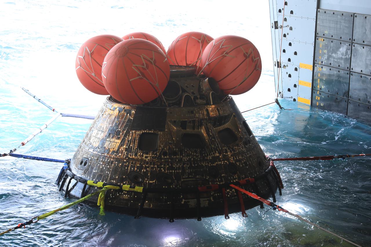 NASA’s Orion spacecraft for the Artemis I mission was successfully recovered inside the well deck of the USS Portland on Dec. 11, 2022 off the coast of Baja California. After launching atop the Space Launch System rocket on Nov. 16, 2022 from the agency’s Kennedy Space Center in Florida, Orion spent 25.5 days in space before returning to Earth, completing the Artemis I mission.