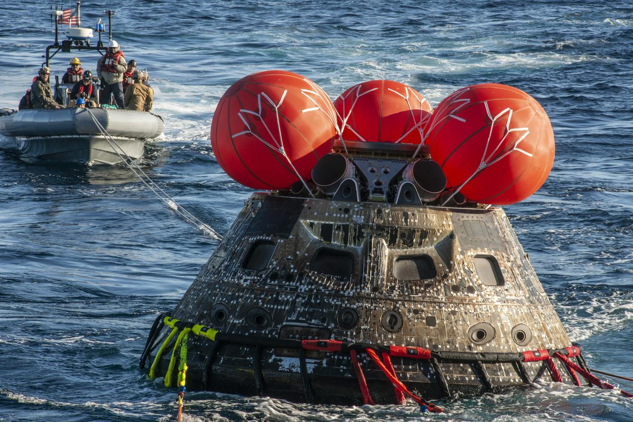 NASA’s Orion spacecraft for the Artemis I mission was successfully recovered inside the well deck of the USS Portland on Dec. 11, 2022 off the coast of Baja California. After launching atop the Space Launch System rocket on Nov. 16, 2022 from the agency’s Kennedy Space Center in Florida, Orion spent 25.5 days in space before returning to Earth, completing the Artemis I mission.