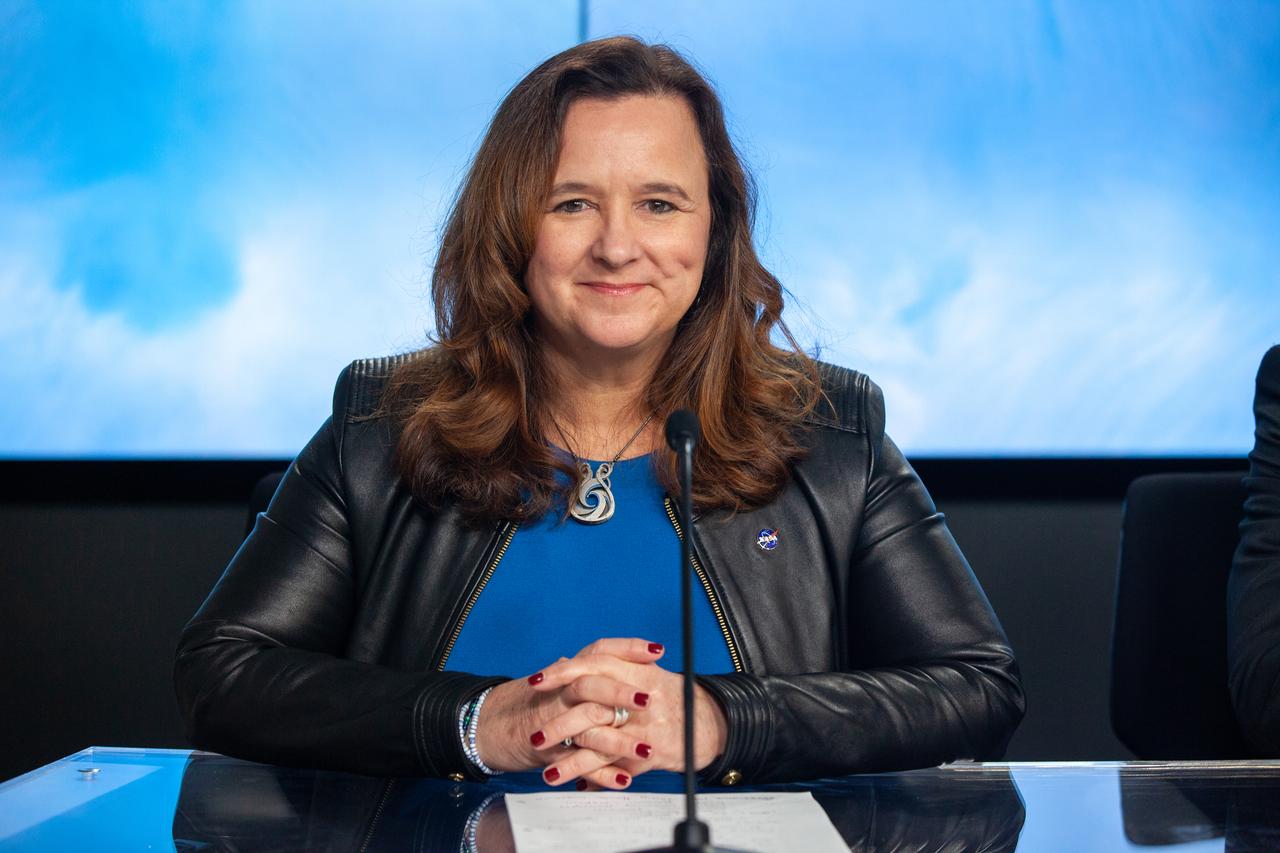 Karen St. Germain, Earth Science Division director, NASA, participates in a prelaunch news conference held by NASA, SpaceX, and the French space agency Centre National d’Études Spatiales (CNES) for the Surface Water and Ocean Topography (SWOT) mission on Dec. 14, 2022, at Vandenberg Space Force Base in California. SWOT is scheduled to launch on a SpaceX Falcon 9 rocket from Space Launch Complex-4 East at Vandenberg on Dec. 15, 2022, at 3:46 a.m. PST. SWOT will be NASA’s first global survey of nearly all water on Earth’s surface. Scientists plan to use its observations to better understand the global water cycle, furnish insight into the ocean’s role in how climate change unfolds, and provide a global inventory of water resources. The SWOT mission is a collaborative effort between NASA and CNES with contributions from the Canadian Space Agency and the UK Space Agency. NASA’s Launch Services Program, based at the agency’s Kennedy Space Center in Florida, is managing the launch service.