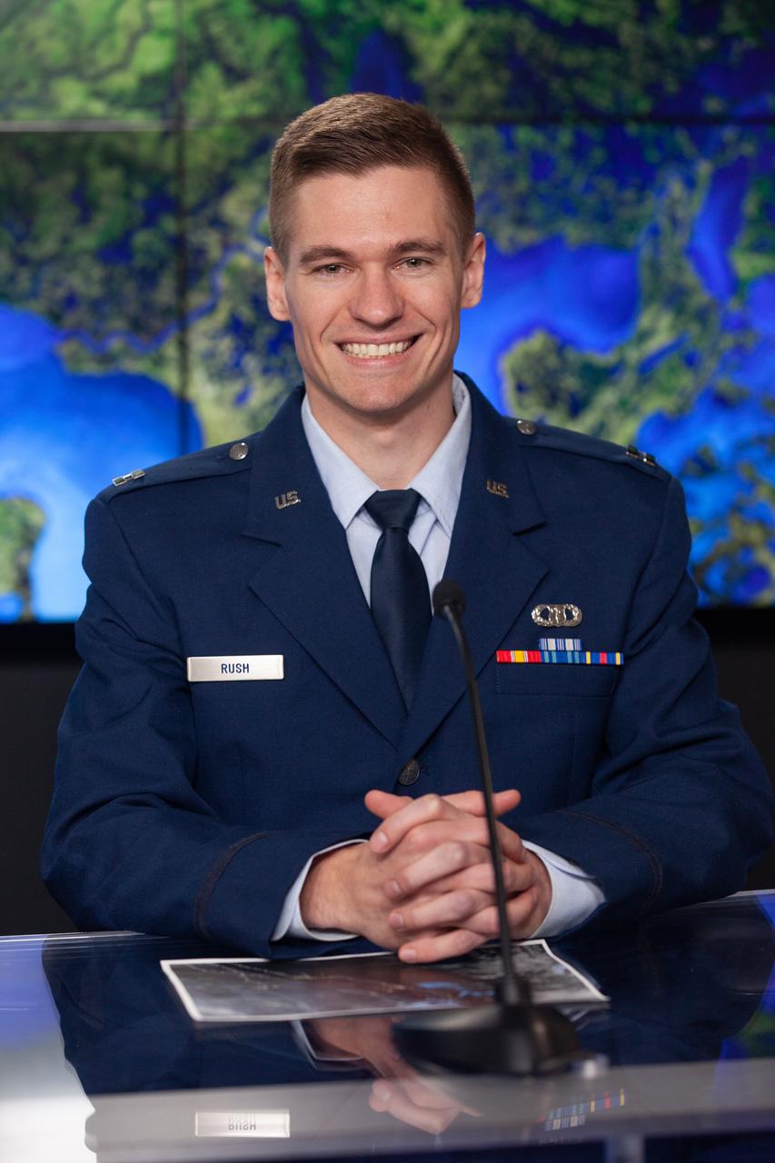 Capt. Max Rush, launch weather officer, U.S. Air Force, participates in a prelaunch news conference held by NASA, SpaceX, and the French space agency Centre National d’Études Spatiales (CNES) for the Surface Water and Ocean Topography (SWOT) mission on Dec. 14, 2022, at Vandenberg Space Force Base in California. SWOT is scheduled to launch on a SpaceX Falcon 9 rocket from Space Launch Complex-4 East at Vandenberg on Dec. 15, 2022, at 3:46 a.m. PST. SWOT will be NASA’s first global survey of nearly all water on Earth’s surface. Scientists plan to use its observations to better understand the global water cycle, furnish insight into the ocean’s role in how climate change unfolds, and provide a global inventory of water resources. The SWOT mission is a collaborative effort between NASA and CNES with contributions from the Canadian Space Agency and the UK Space Agency. NASA’s Launch Services Program, based at the agency’s Kennedy Space Center in Florida, is managing the launch service.