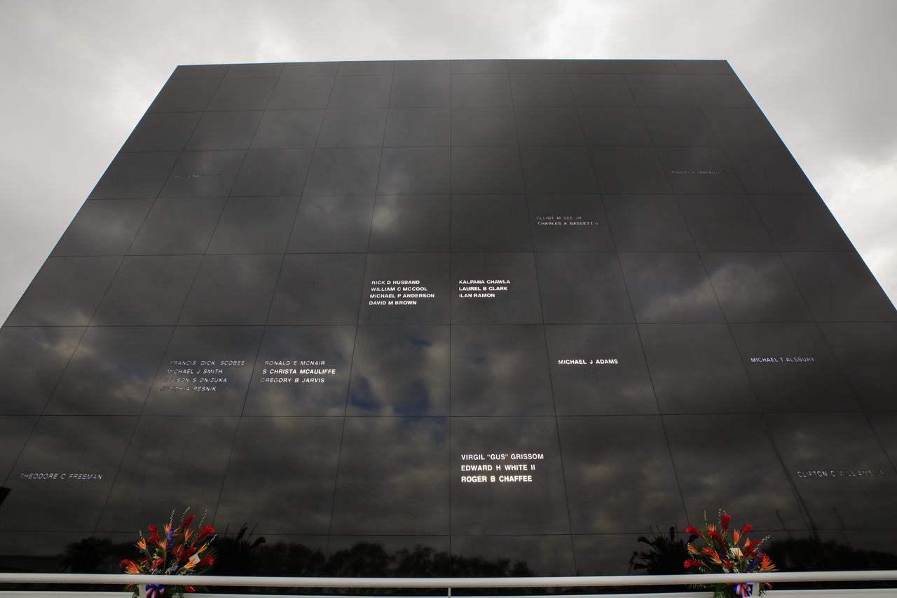 The Space Mirror Memorial is in view before the start of the Day of Remembrance ceremony at the Kennedy Space Center Visitor Complex in Florida on Jan. 26, 2023. The event honored the crews of Apollo 1 and space shuttles Challenger and Columbia, as well as other astronauts who lost their lives in the pursuit of spaceflight. This year marks the 20th anniversary of the Columbia tragedy. This year’s ceremony was hosted by the Astronauts Memorial Foundation, which was founded after the shuttle Challenger accident in 1986 to honor the sacrifices of fallen astronauts each year. 