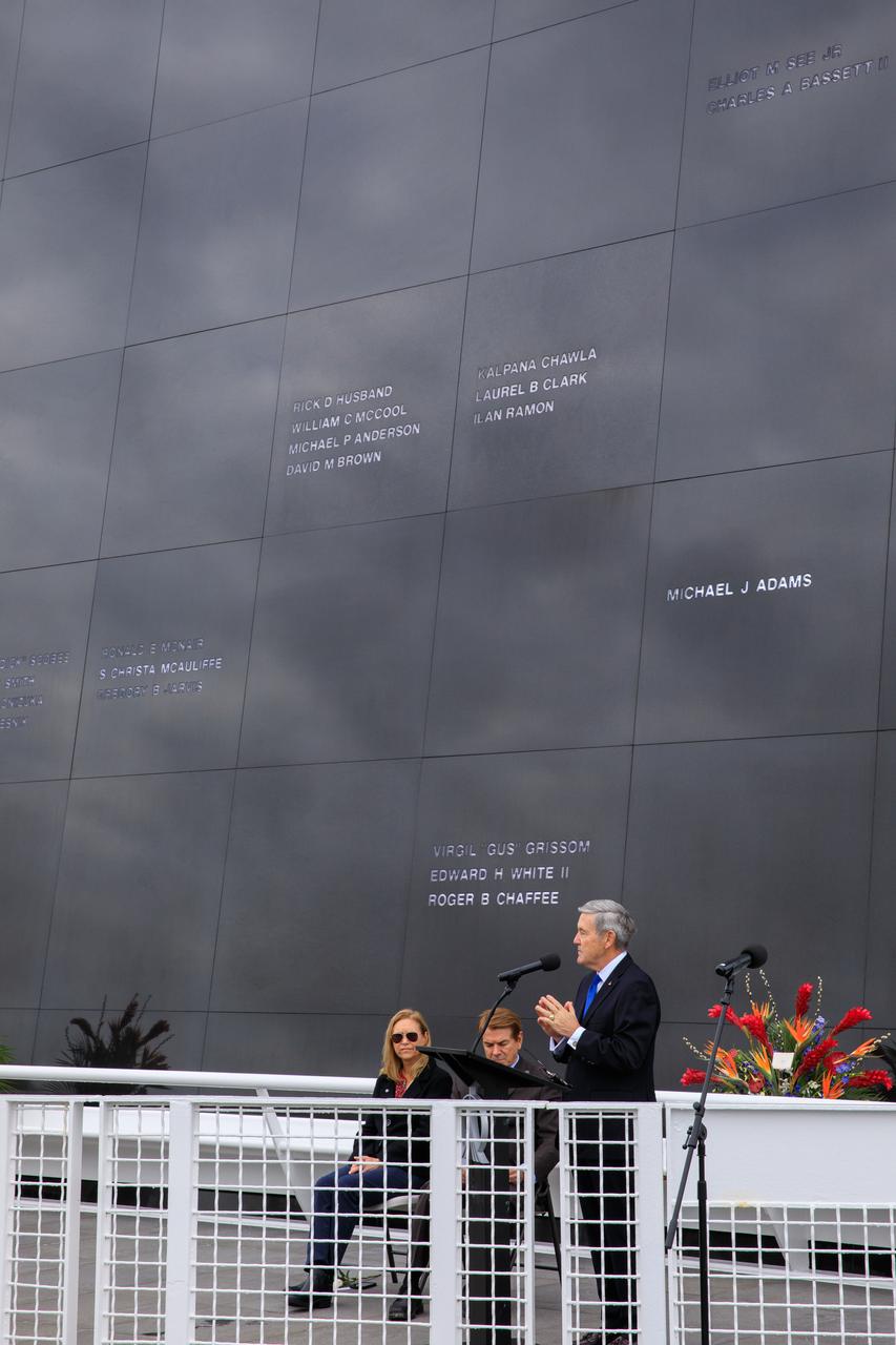 NASA Associate Administrator Bob Cabana, makes remarks during the Day of Remembrance on Jan. 26, 2023, at nearby Kennedy Space Center Visitor Complex in Florida. The event honored the crews of Apollo 1 and space shuttles Challenger and Columbia, as well as other astronauts who lost their lives in the pursuit of spaceflight. This year marks the 20th anniversary of the Columbia tragedy. This year’s ceremony was hosted by the Astronauts Memorial Foundation, which was founded after the shuttle Challenger accident in 1986 to honor the sacrifices of fallen astronauts each year. 