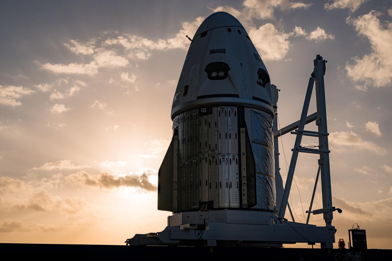 The Crew Dragon Endeavour spacecraft for NASA’s SpaceX Crew-6 mission arrives at SpaceX’s hangar at Kennedy Space Center’s Launch Complex 39A in Florida on Feb. 19, 2023. The capsule arrived at the launch complex after making the short journey from its nearby processing facility at Cape Canaveral Space Force Station. NASA astronauts Stephen Bowen, commander; Warren “Woody” Hoburg, pilot; and mission specialists astronaut Sultan Alneyadi and Roscosmos cosmonaut Andrey Fedyaev wil lift off aboard Endeavour – on the company’s Falcon 9 rocket – from Launch Complex 39A at Kennedy. Liftoff is targeted for no earlier than 2:07 a.m. EST Sunday, Feb. 26.