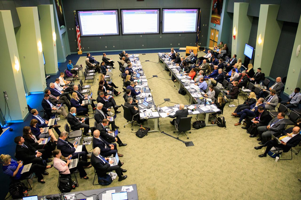 Mission managers with NASA, SpaceX, and international partners gather to complete a Flight Readiness Review on Feb. 21, 2023, for NASA’s SpaceX Crew-6 mission to the International Space Station. NASA astronauts Stephen Bowen, spacecraft commander, and Warren “Woody” Hoburg, pilot, along with mission specialists Sultan Alneyadi, UAE (United Arab Emirates) astronaut, and Andrei Fedyaev, Roscosmos cosmonaut, are slated to launch to the space station at 1:45 a.m. EST on Feb. 27 from Launch Complex 39A on the Dragon spacecraft Endeavour atop the Falcon 9 rocket. Crew-6 is the sixth crew rotation mission with SpaceX to the station, and the seventh flight of Dragon with people as part of the agency’s Commercial Crew Program.