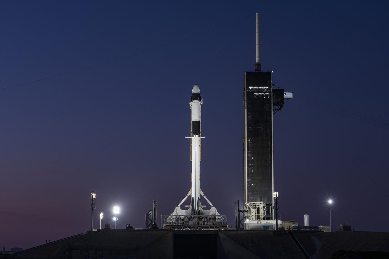 The SpaceX Falcon 9 rocket with Dragon spacecraft Endeavour is secured on the pad at Launch Complex 39A at Kennedy Space Center in Florida on Feb. 22, 2023, for NASA’s SpaceX Crew-6 mission. NASA astronauts Stephen Bowen, spacecraft commander, and Warren “Woody” Hoburg, pilot, along with mission specialists Sultan Alneyadi, UAE (United Arab Emirates) astronaut, and Andrey Fedyaev, Roscosmos cosmonaut, are slated to launch to the International Space Station at 1:45 a.m. EST on Feb. 27 from Launch Complex 39A. Crew-6 is the sixth crew rotation mission with SpaceX to the station, and the seventh flight of Dragon with people as part of the agency’s Commercial Crew Program. 
