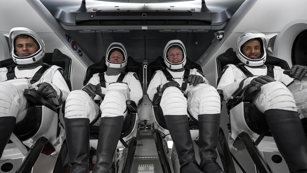 NASA’s SpaceX Crew-6 astronauts are secured in their seats inside the Dragon spacecraft Endeavour. From left are Andrey Fedyaev, Roscosmos cosmonaut and mission specialist; NASA astronaut Warren “Woody” Hoburg, pilot; NASA astronaut Stephen Bowen, spacecraft commander; and Sultan Alneyadi, UAE (United Arab Emirates) astronaut and mission specialist. The Crew-6 astronauts will launch to the International Space Station aboard the Crew Dragon Endeavour on a SpaceX Falcon 9. Launch was targeted for 1:45 a.m. EST on Feb. 27 from Launch Complex 39A, but was scrubbed for the day. Crew-6 is the sixth crew rotation mission with SpaceX to the station, and the seventh flight of Dragon with people as part of the agency’s Commercial Crew Program.