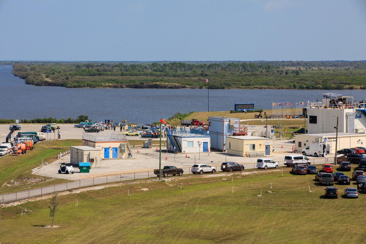 A major motion picture is being filmed in February 2023 at NASA’s Kennedy Space Center in Florida. Filming is in progress in the lower parking lot of the News Center.